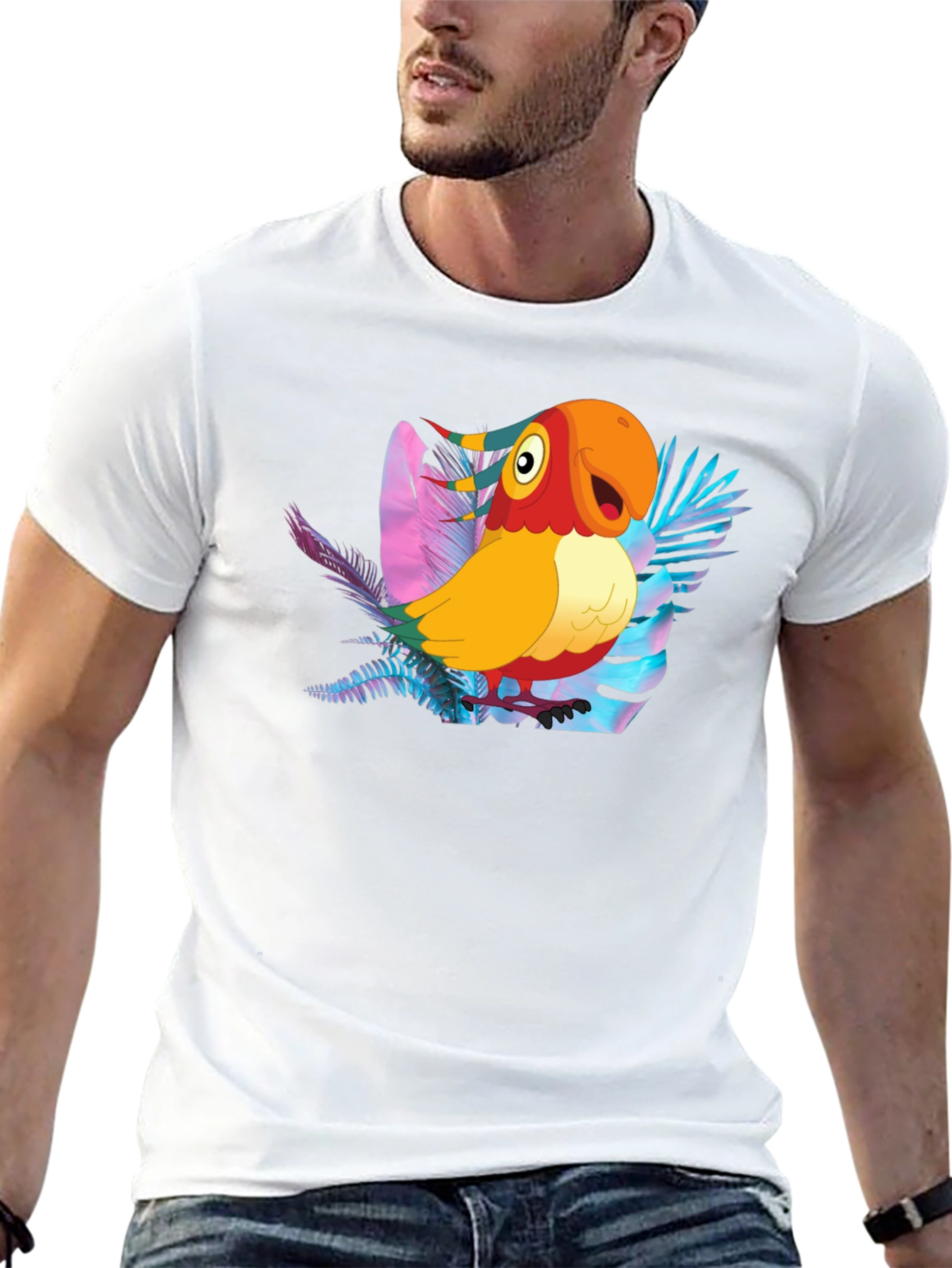 Black Tropical Parrot Graphic Tee view 13