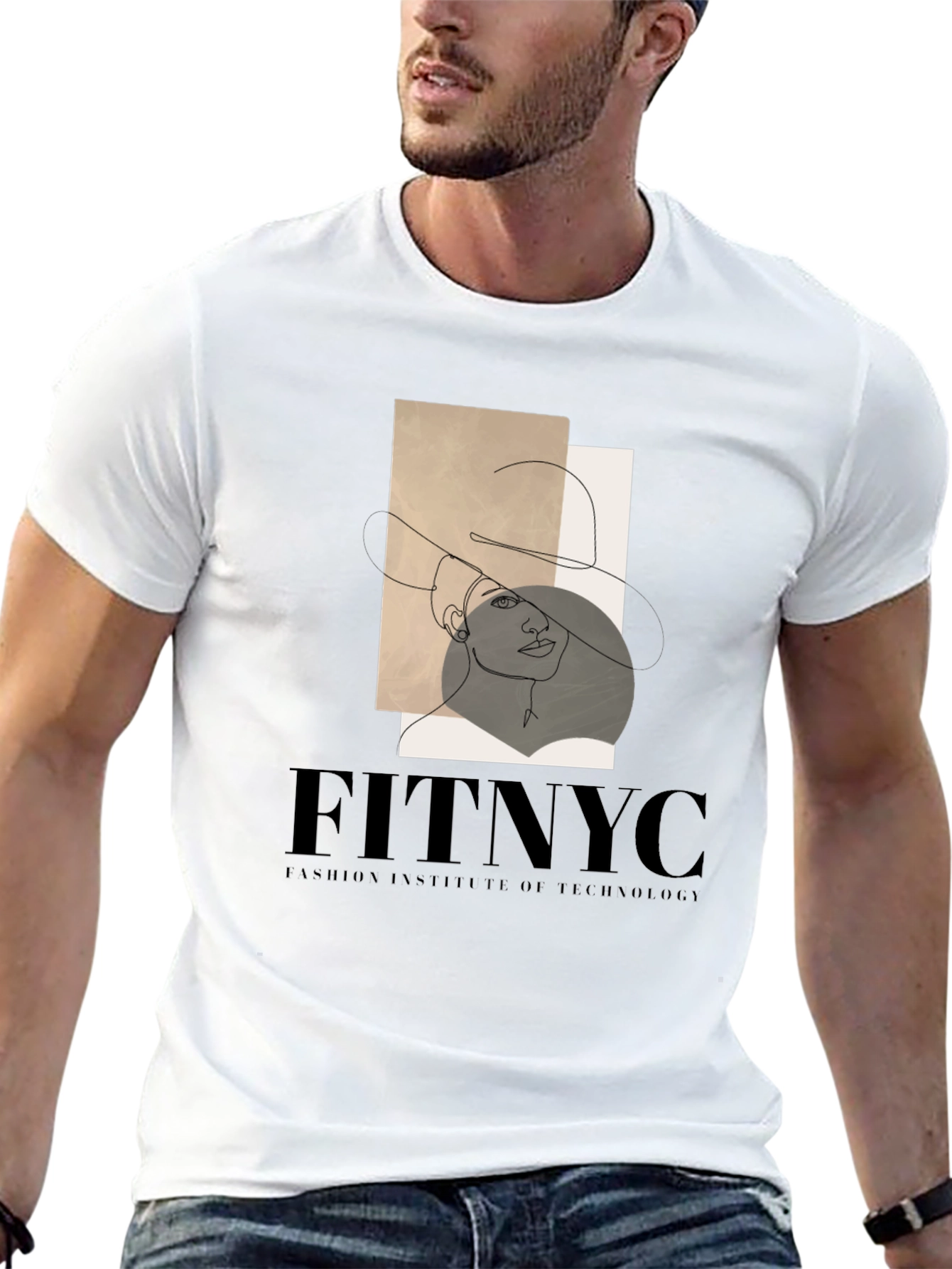 Black FITNYC Fashion Tee: Stylish Line Art Design view 13