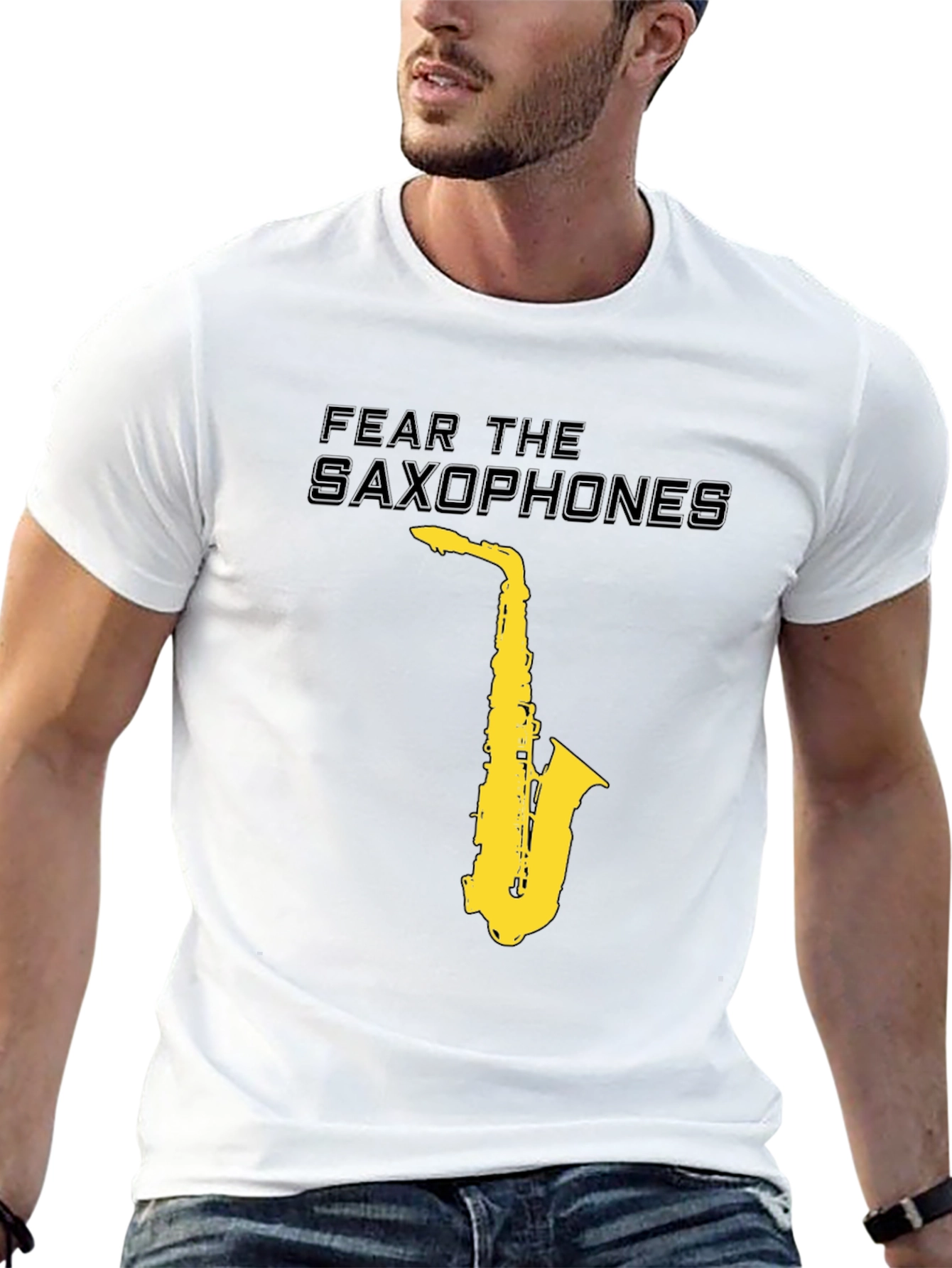 Black Fear the Saxophones Graphic Black T-Shirt view 13