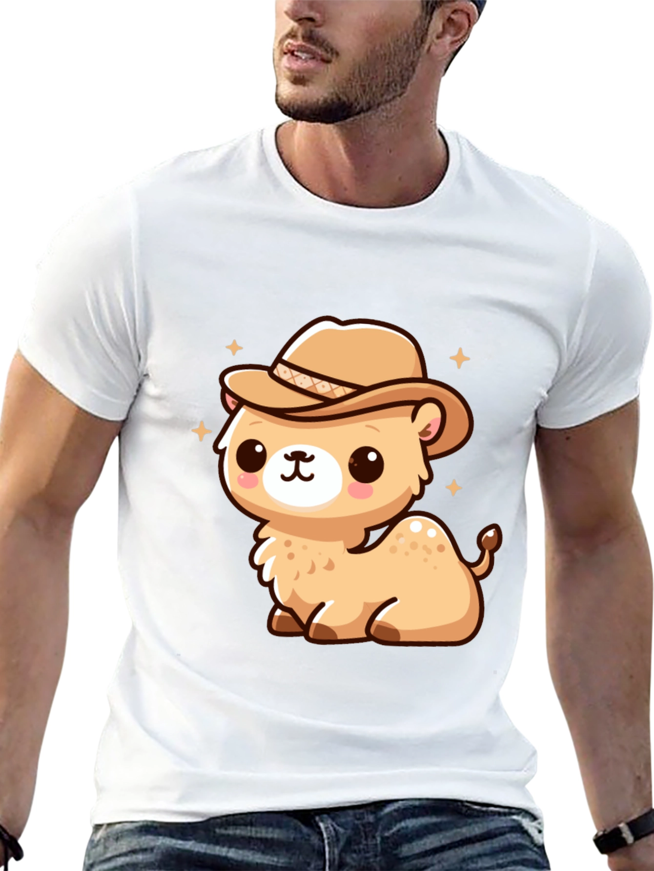 Cute Camel Cowboy Graphic Tee - 13