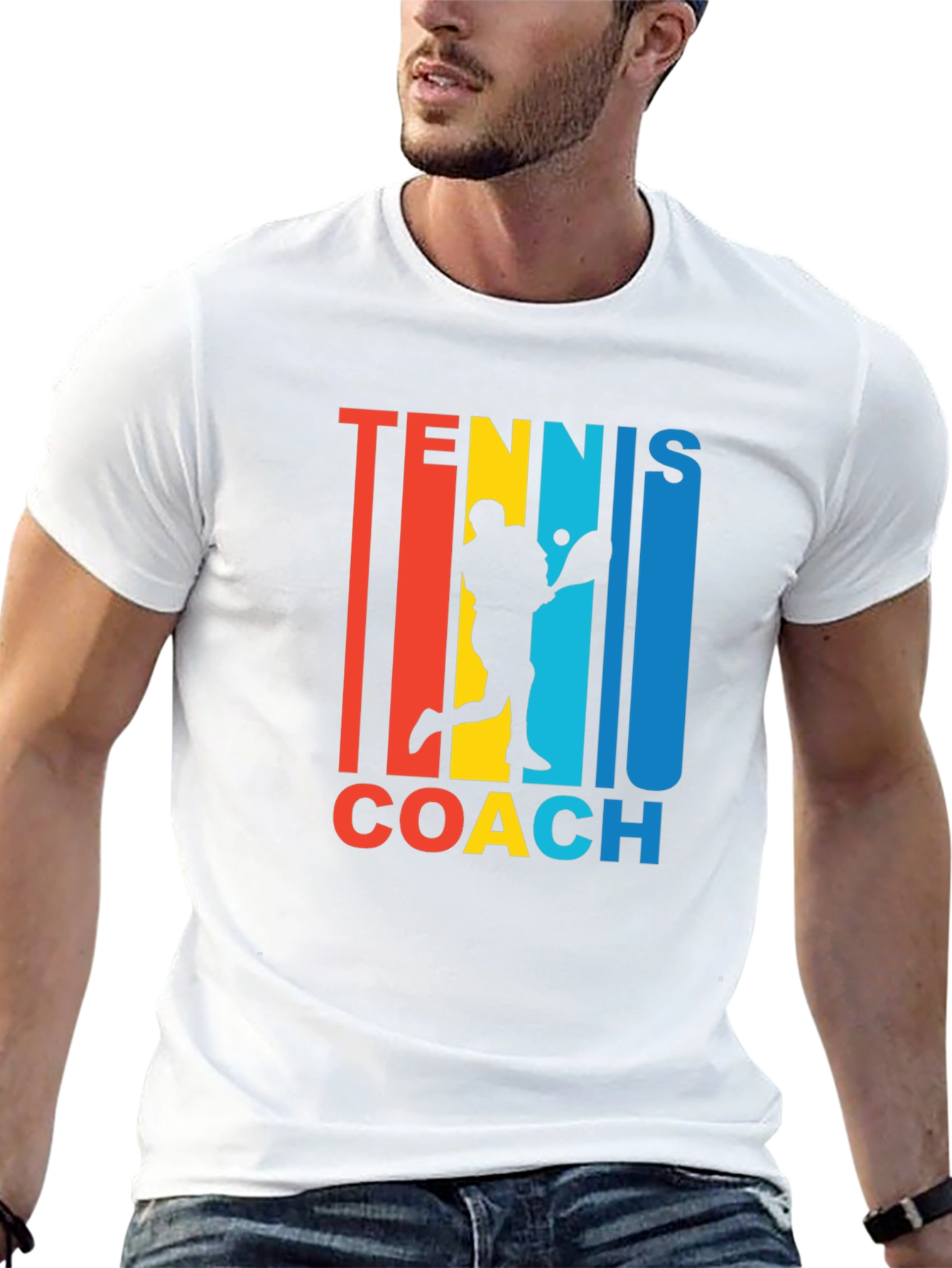 Black Tennis Coach Graphic T-Shirt - Retro Style  view 13