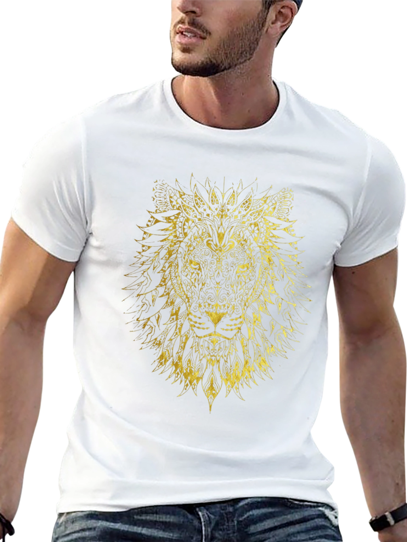 Black Lion Graphic Print Crew Neck T-Shirt view 13