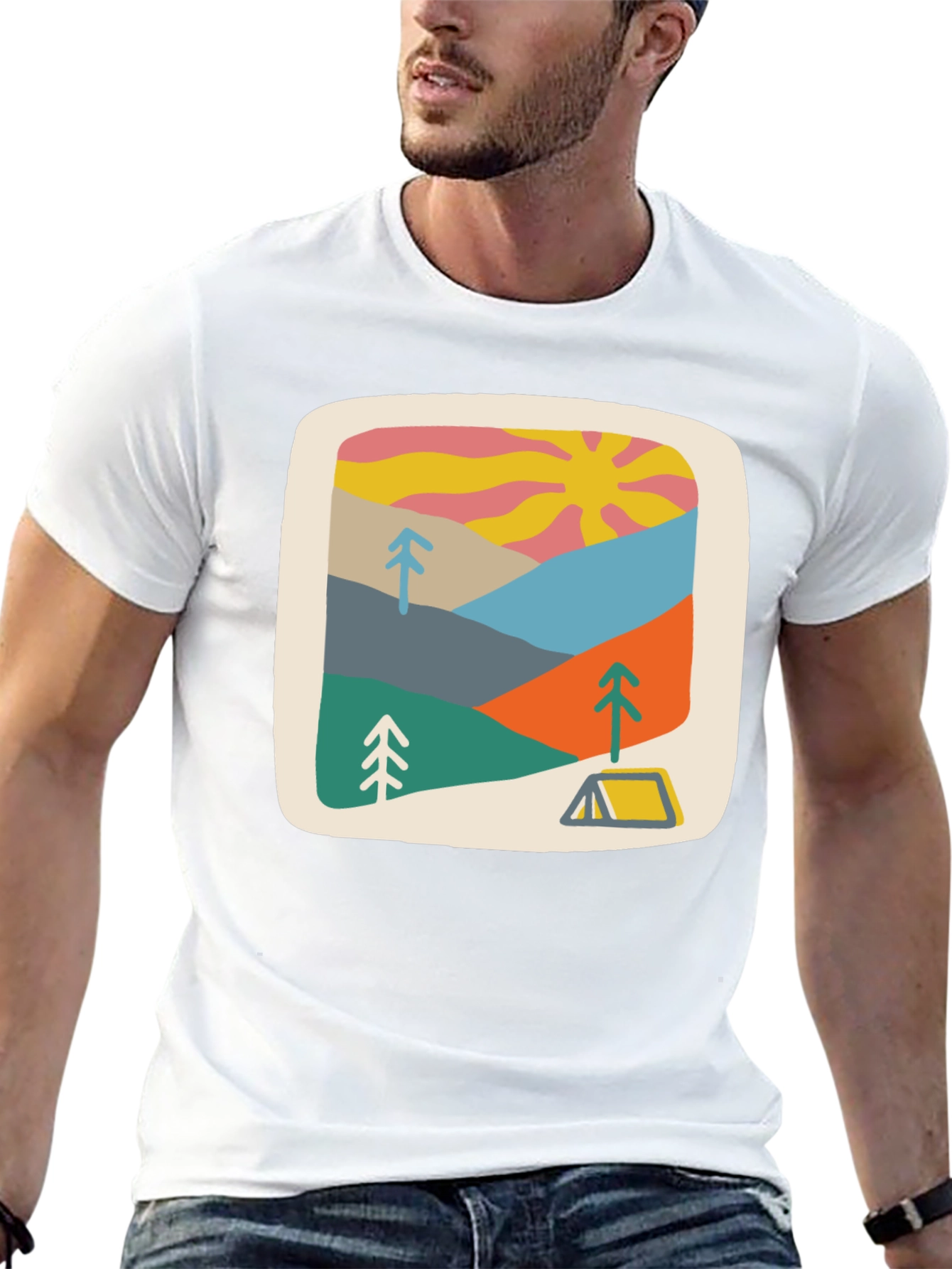 Black Retro Camping Scene Graphic Tee - Unisex view 13