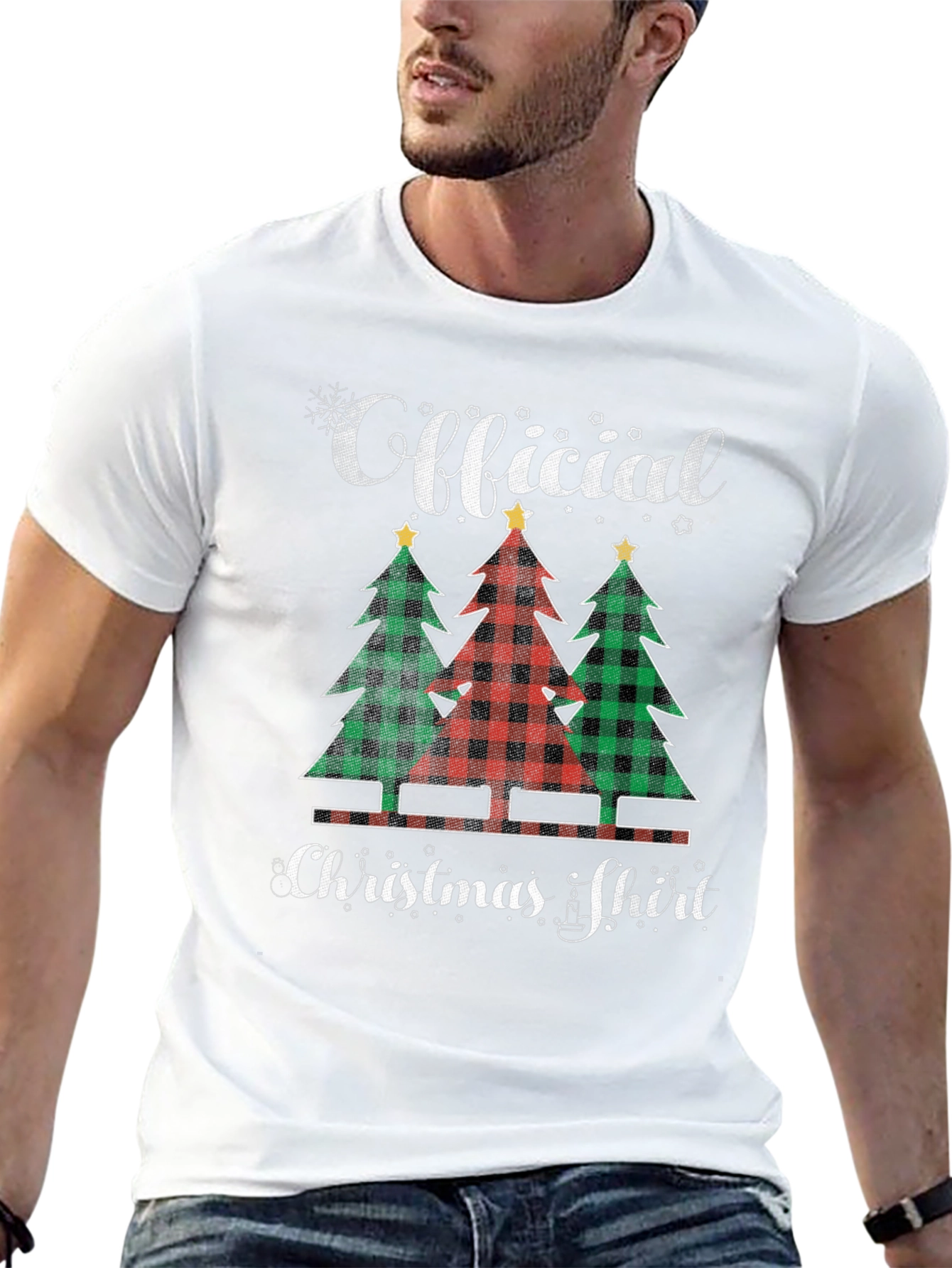 Black Official Christmas Shirt Plaid Tree Tee view 13