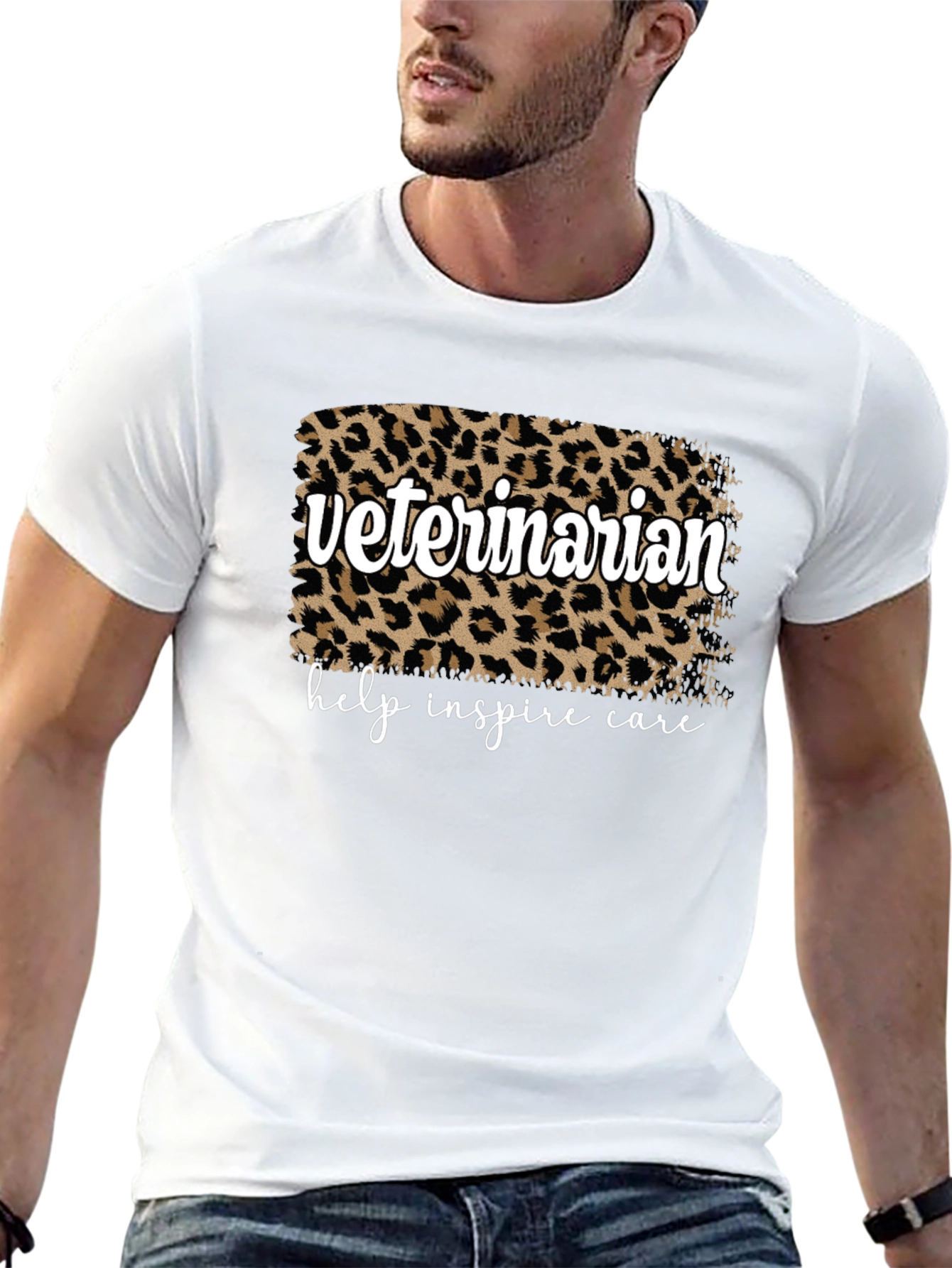 Black Veterinarian Leopard Print Graphic T-Shirt view 13