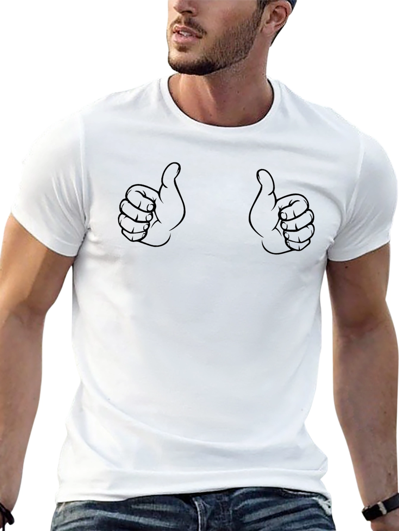 Black Thumbs Up Graphic Black T-Shirt view 13