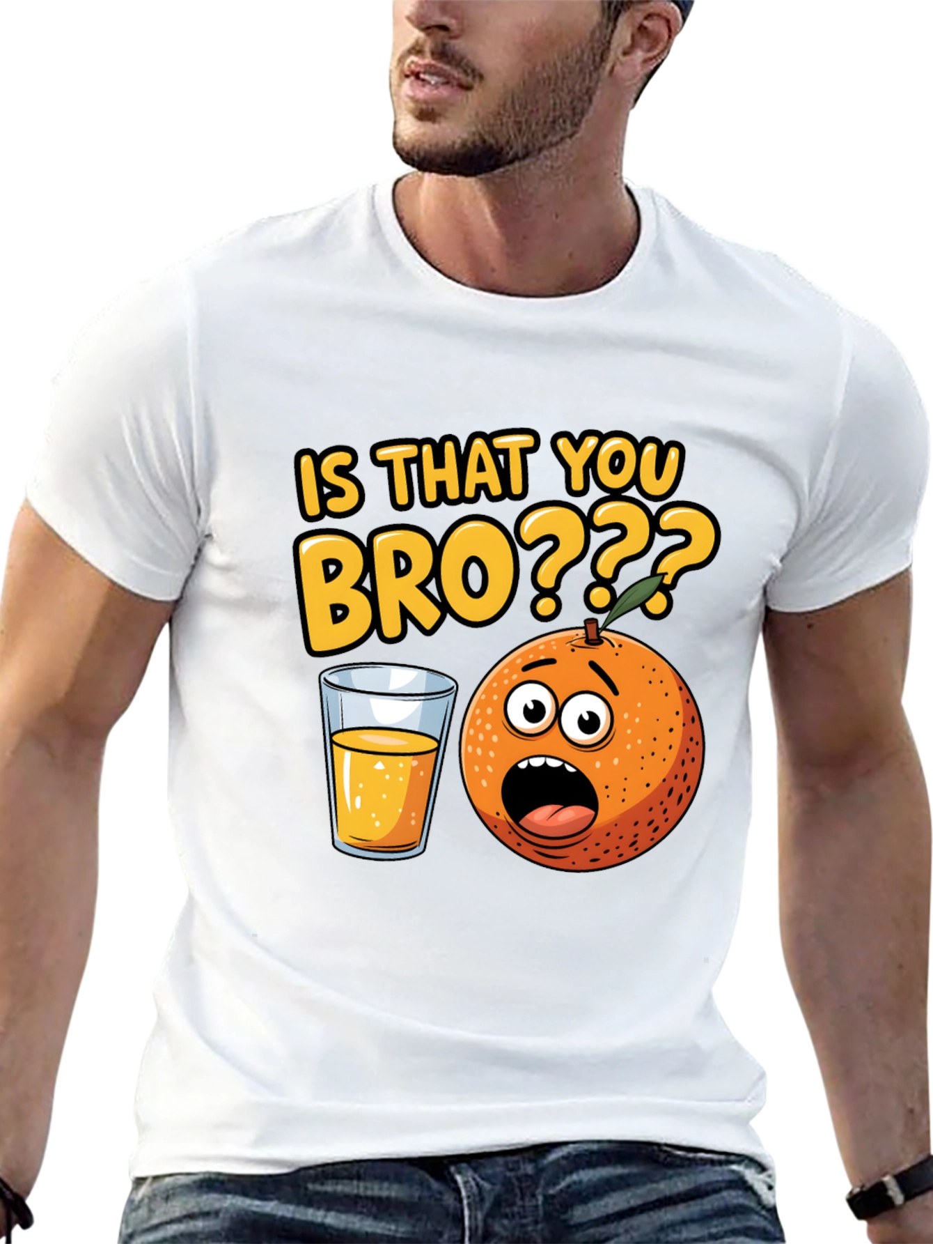 Black Funny "Is That You Bro?" Orange Graphic T-Shirt view 13