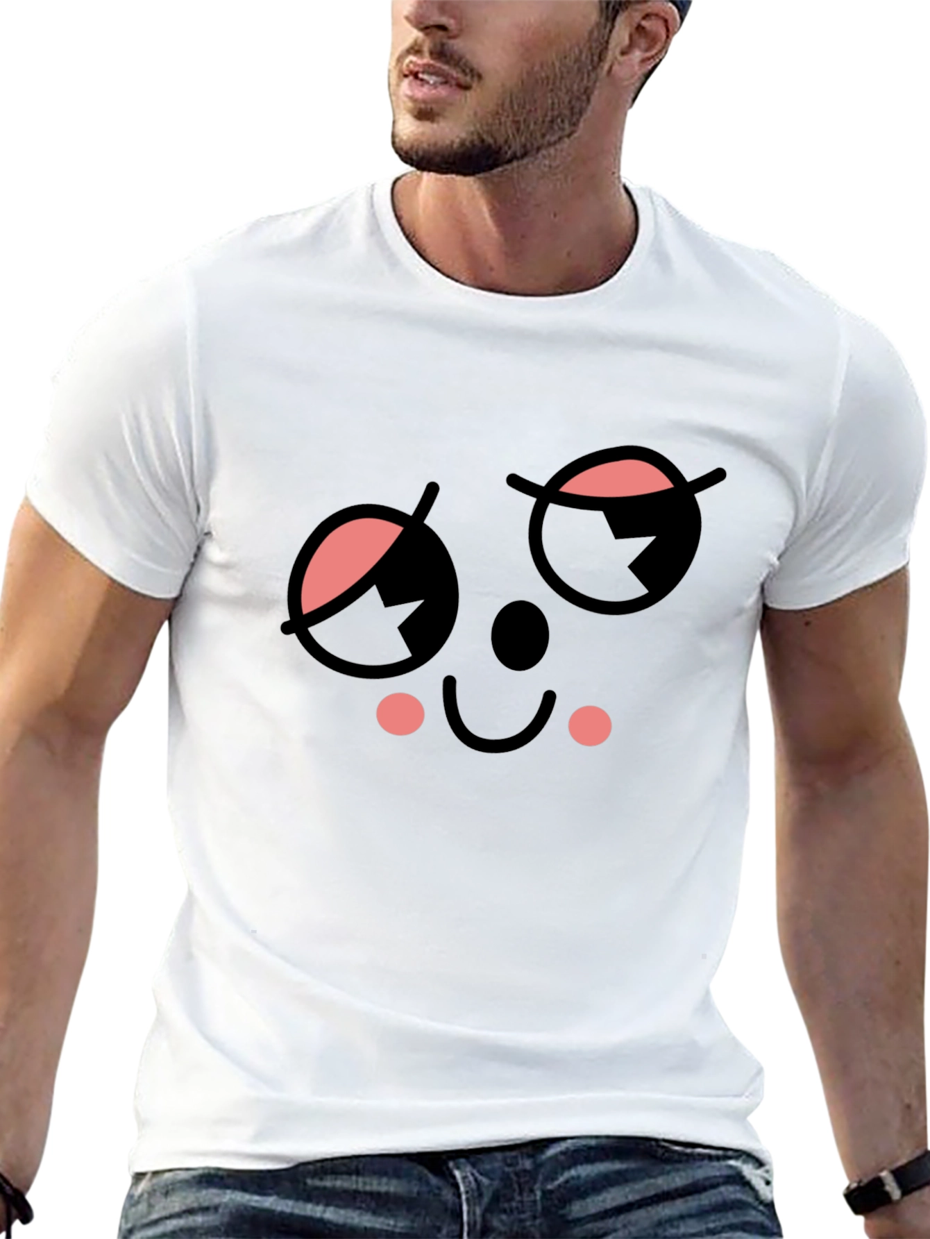 Black Whimsical Wink Face Black Tee view 13