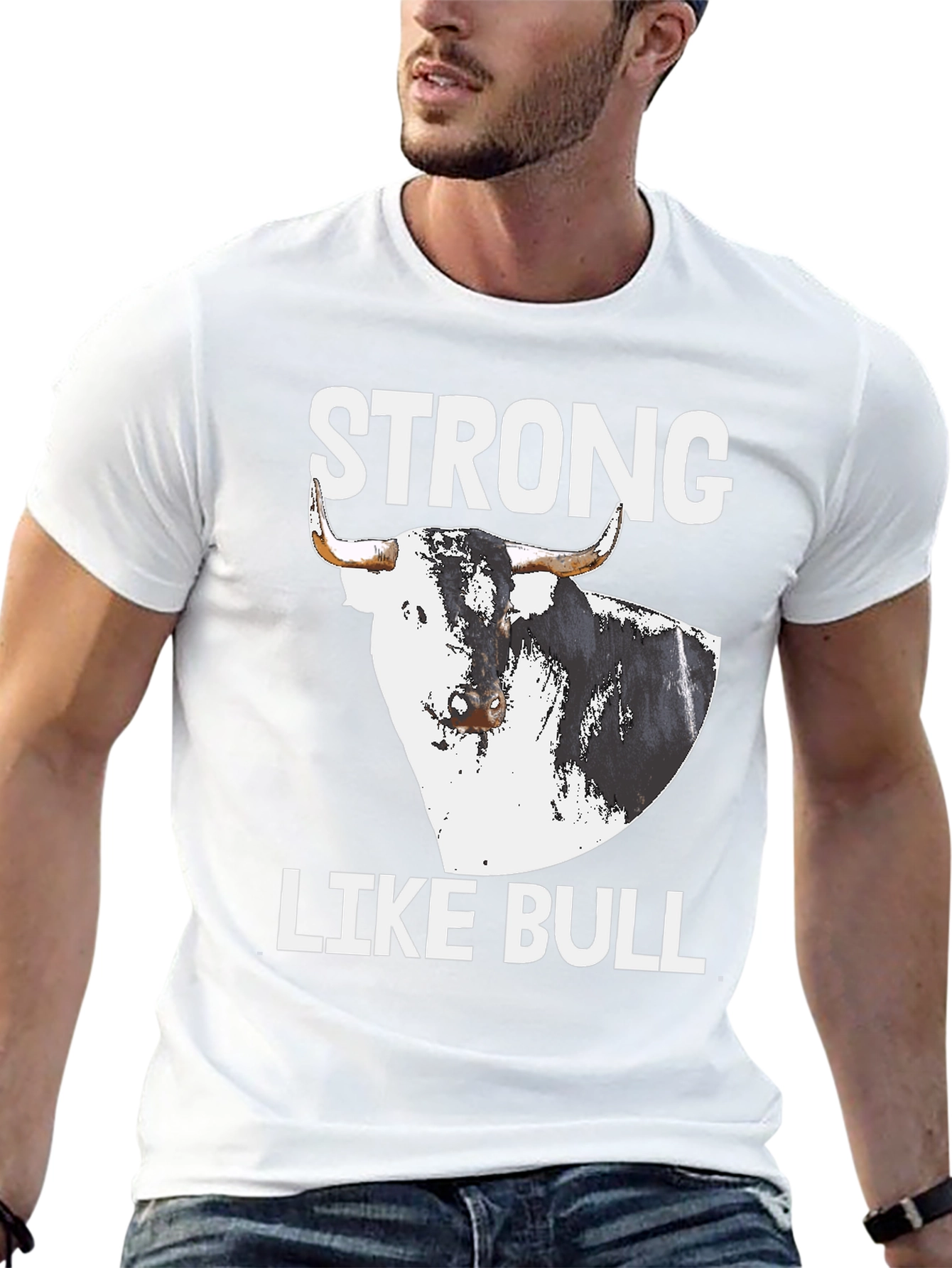 Black Strong Like Bull Graphic Tee view 13