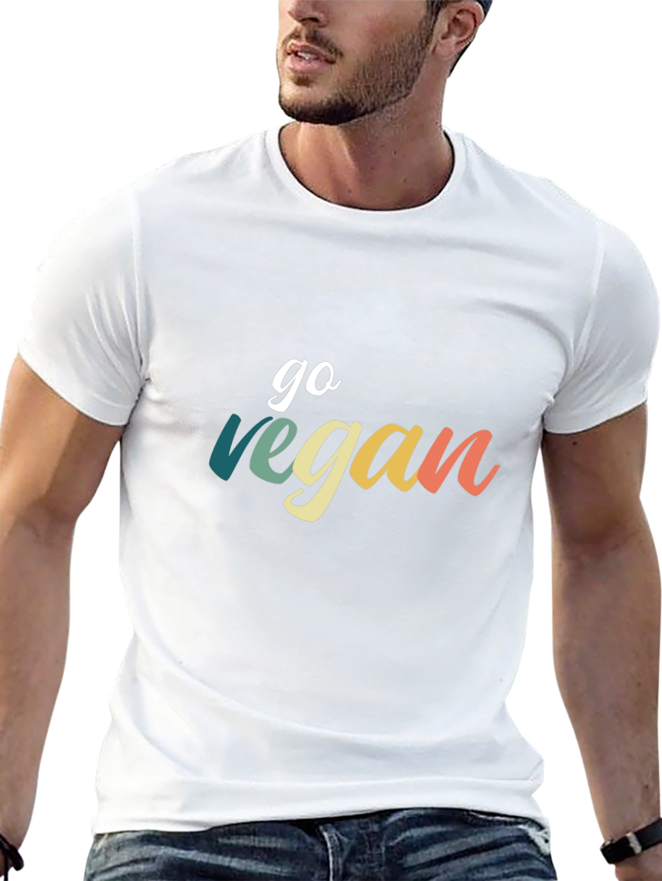 Black Go Vegan Tee - Stylish Graphic T-Shirt view 13