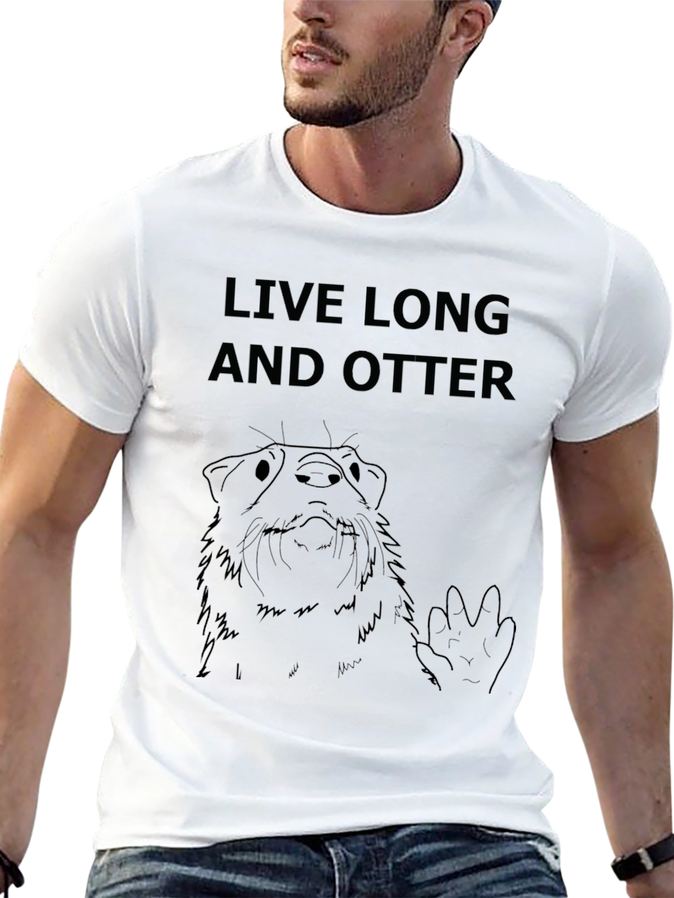 Black Live Long and Otter T-Shirt - Funny Graphic Tee view 13