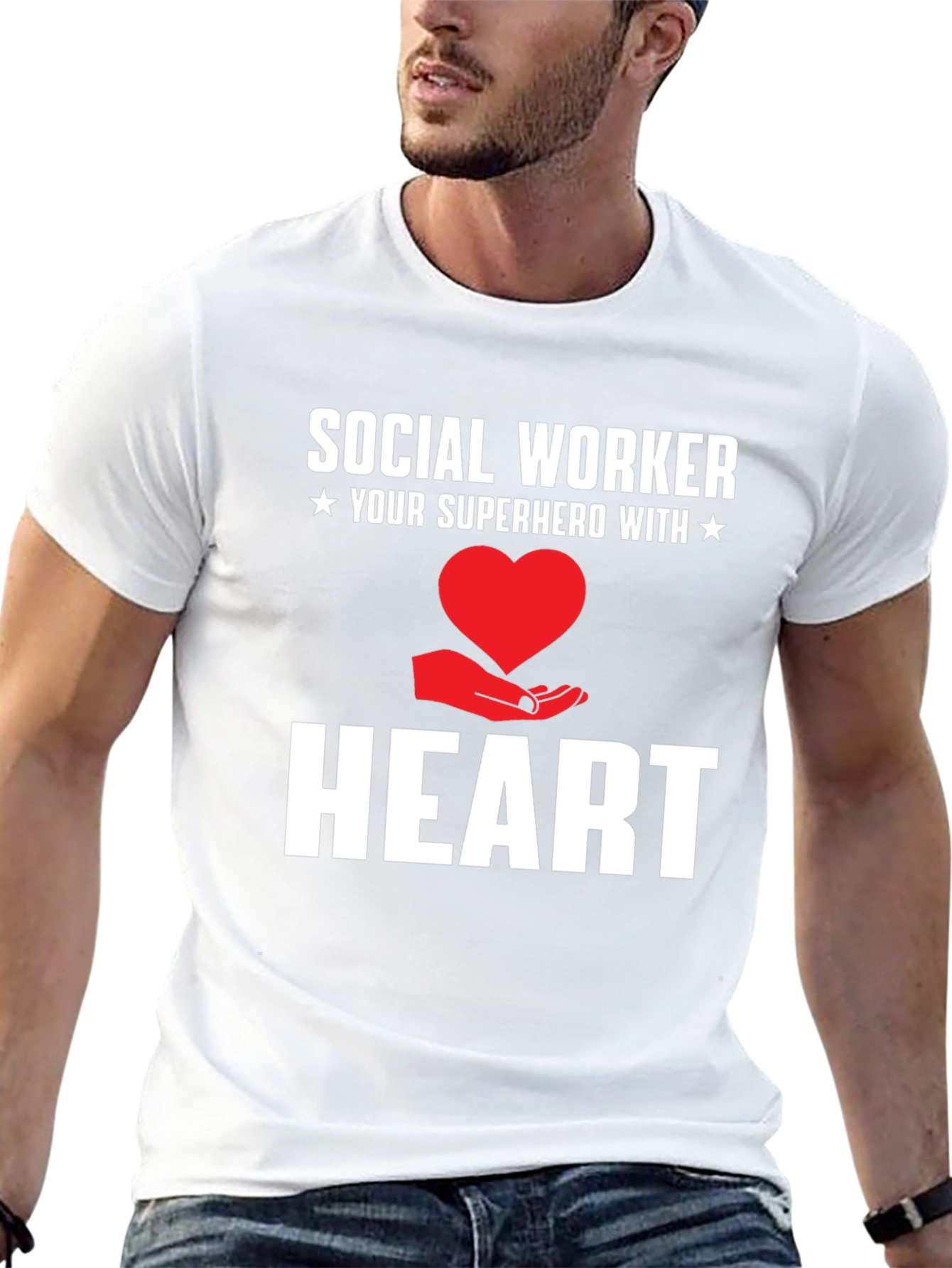 Black Social Worker Superhero Heart Graphic Tee view 13