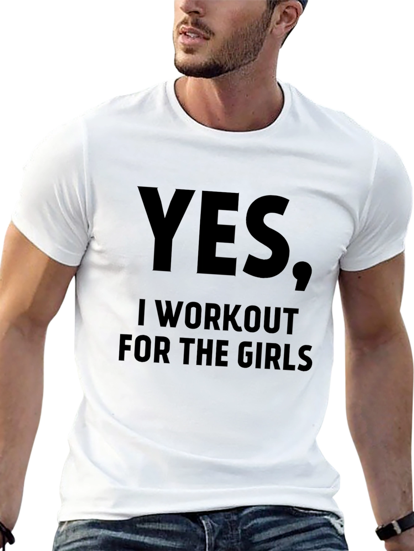 Black Yes, I Workout For The Girls - Funny Gym T-Shirt view 13