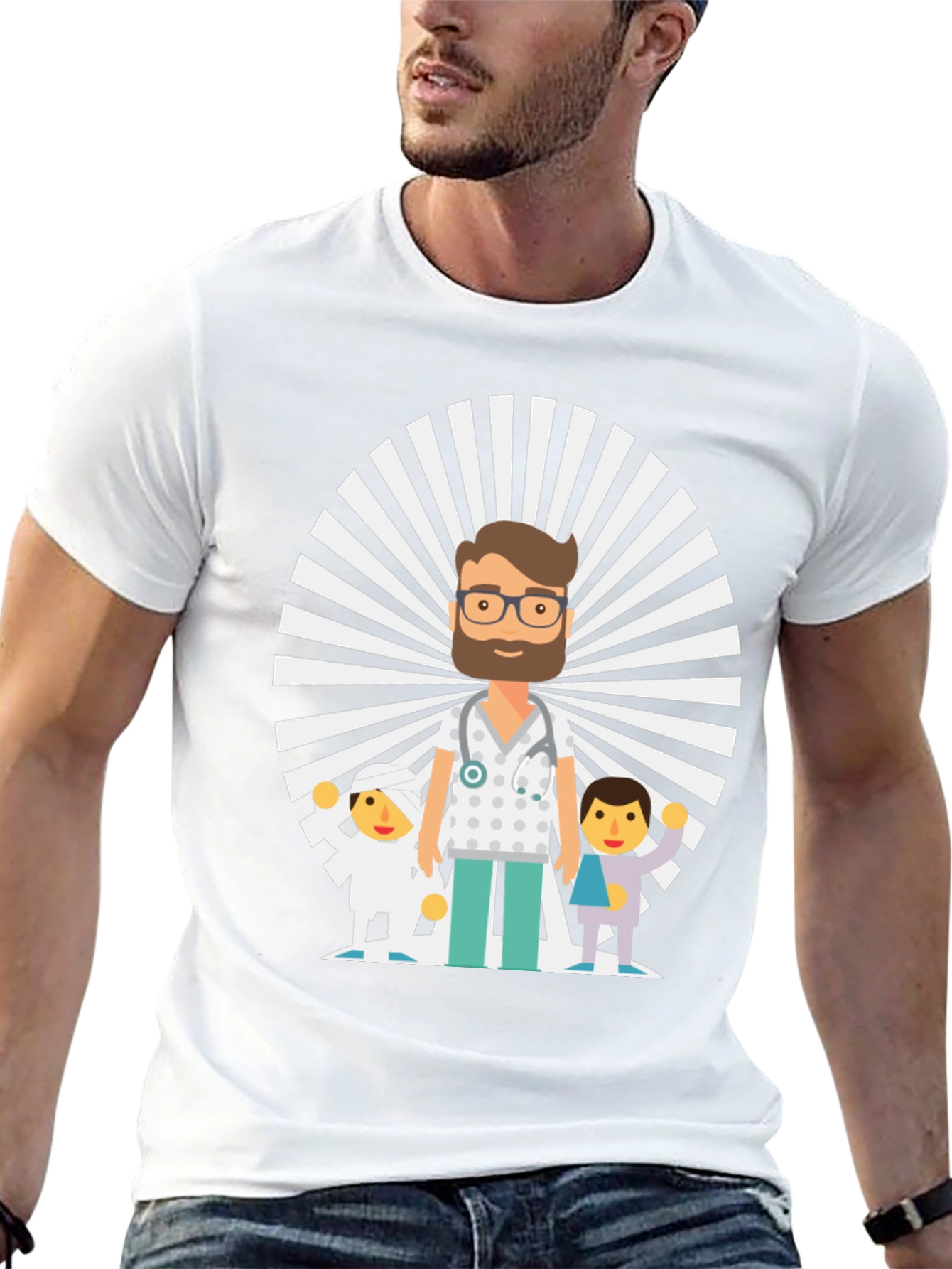 Black Cartoon Doctor & Patients Graphic Tee view 13