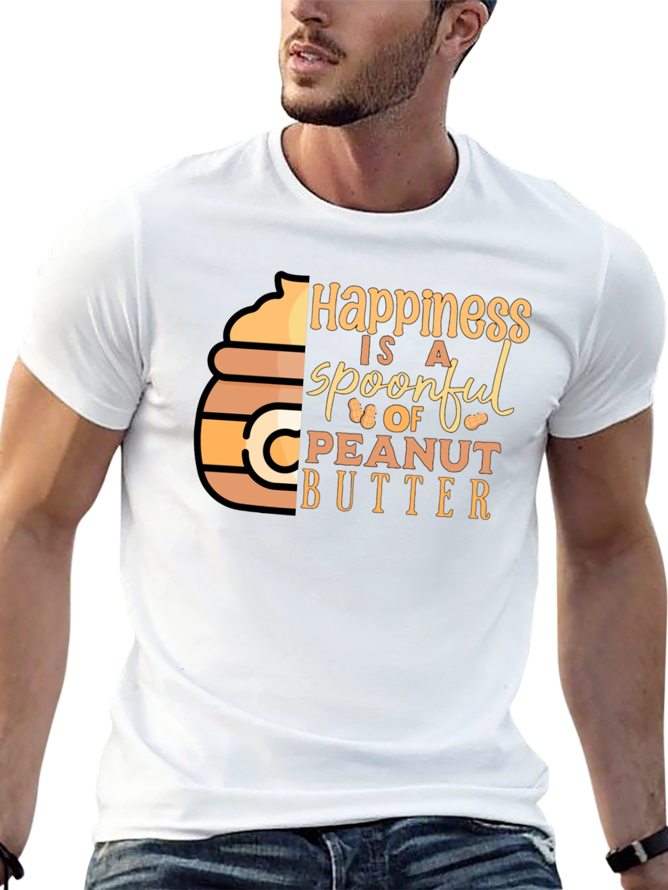 Black Happiness is a Spoonful Peanut Butter T-Shirt view 13