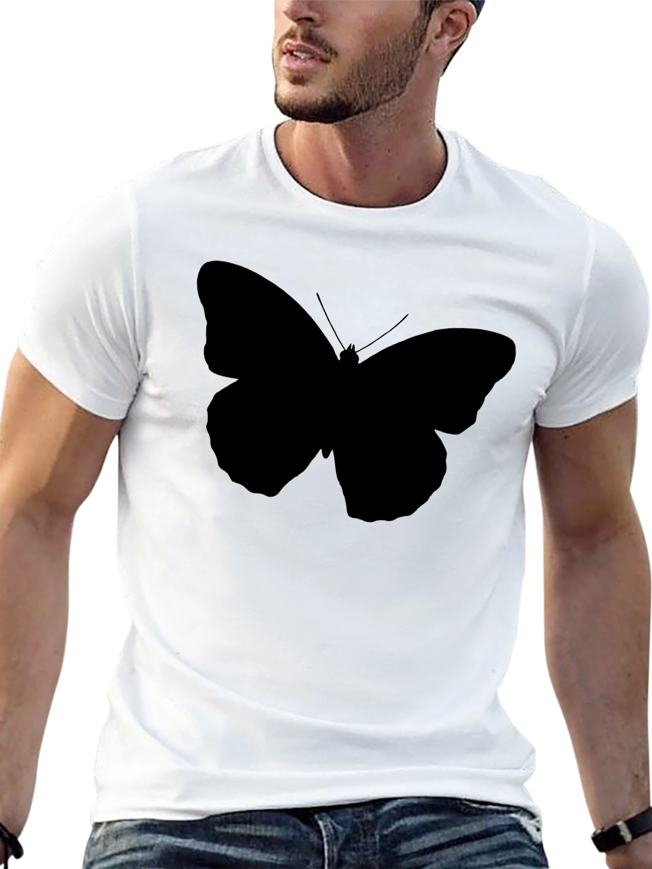 Black Black Butterfly Graphic T-Shirt - Men's Casual Tee view 13