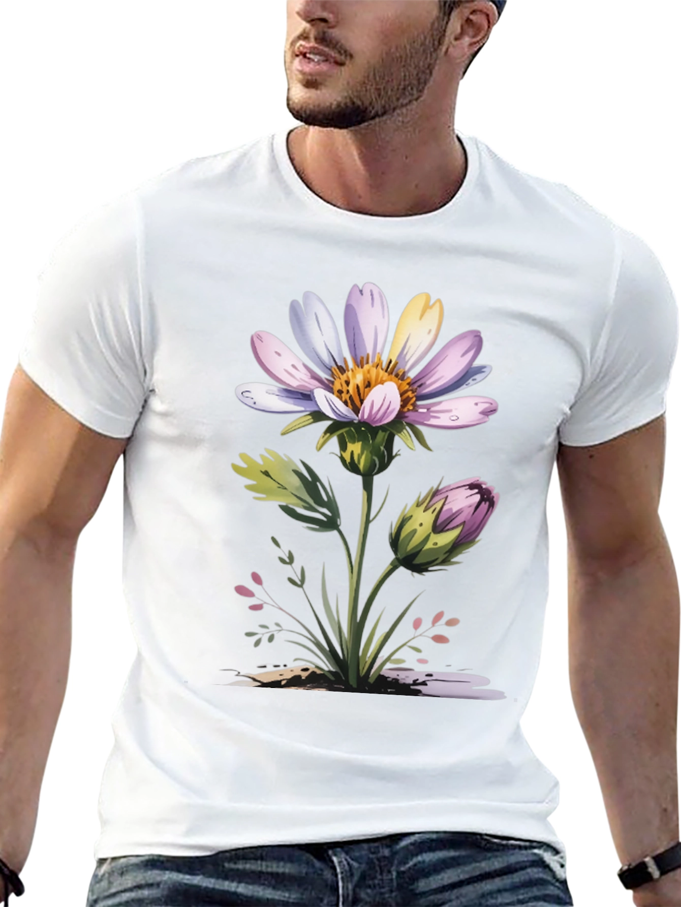 Black Floral Graphic Tee - Artistic Flower Design view 13
