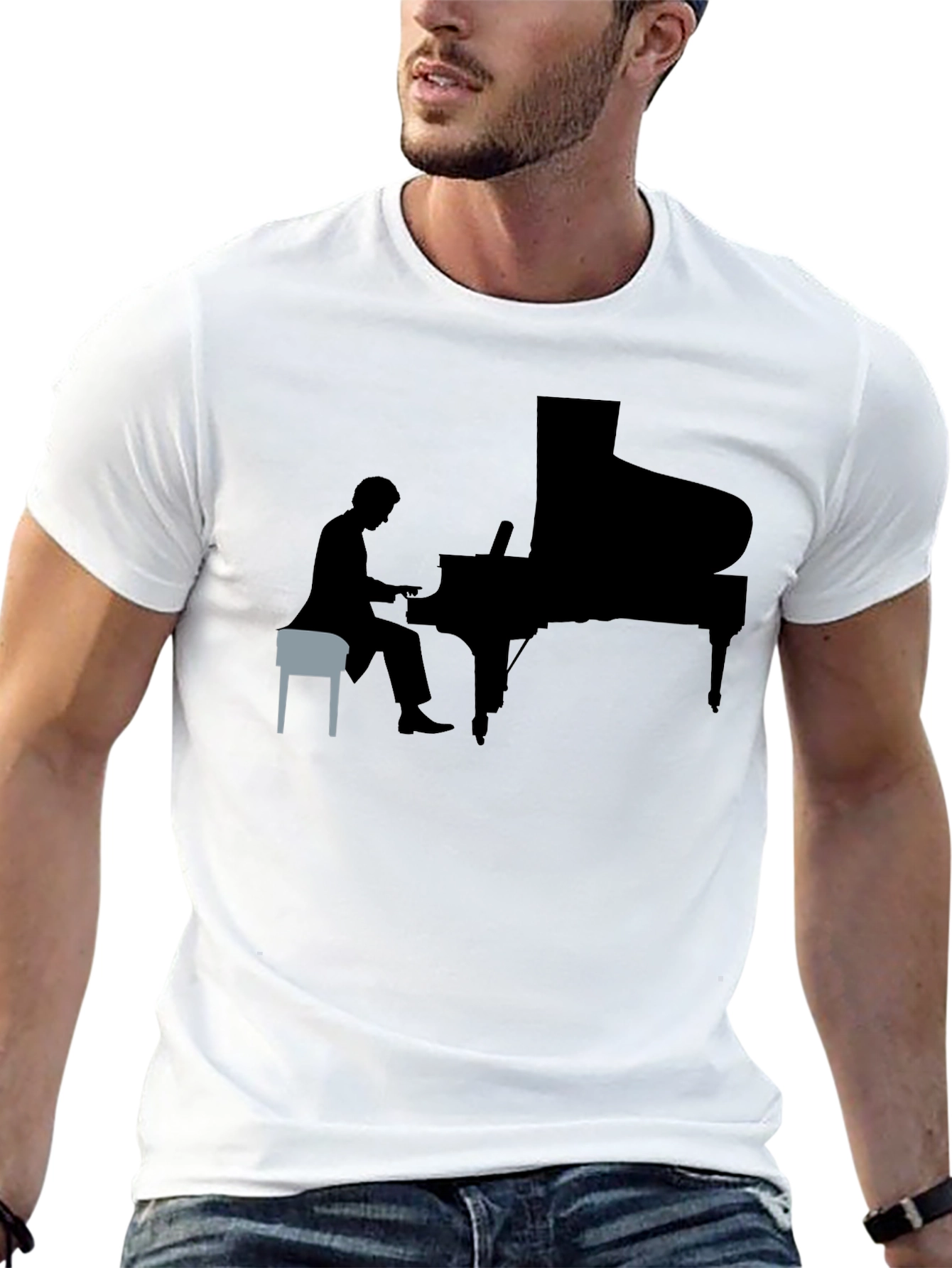 Black Piano Player Graphic Tee view 13