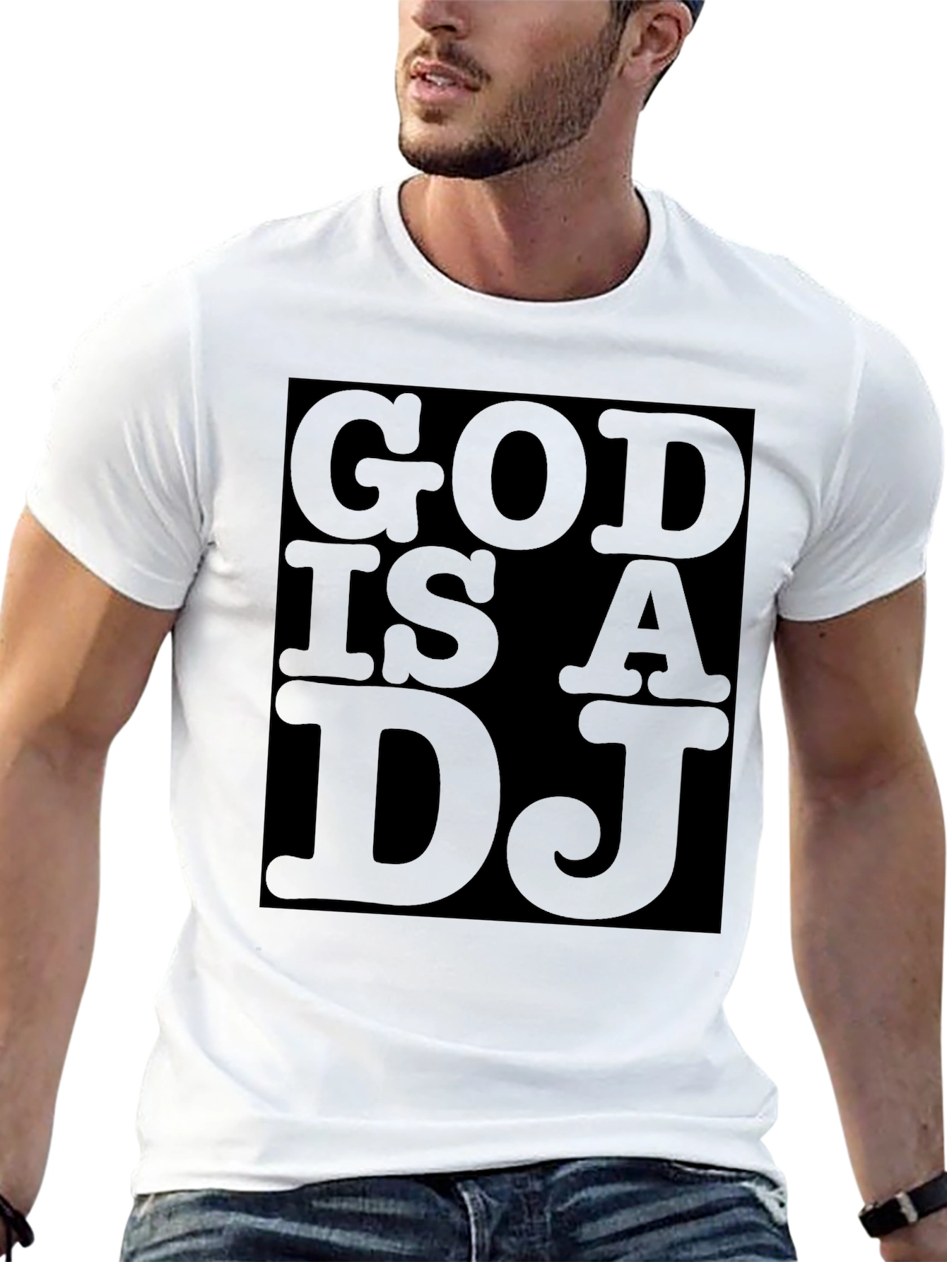 Black God is a DJ Graphic Print Black T-Shirt view 13