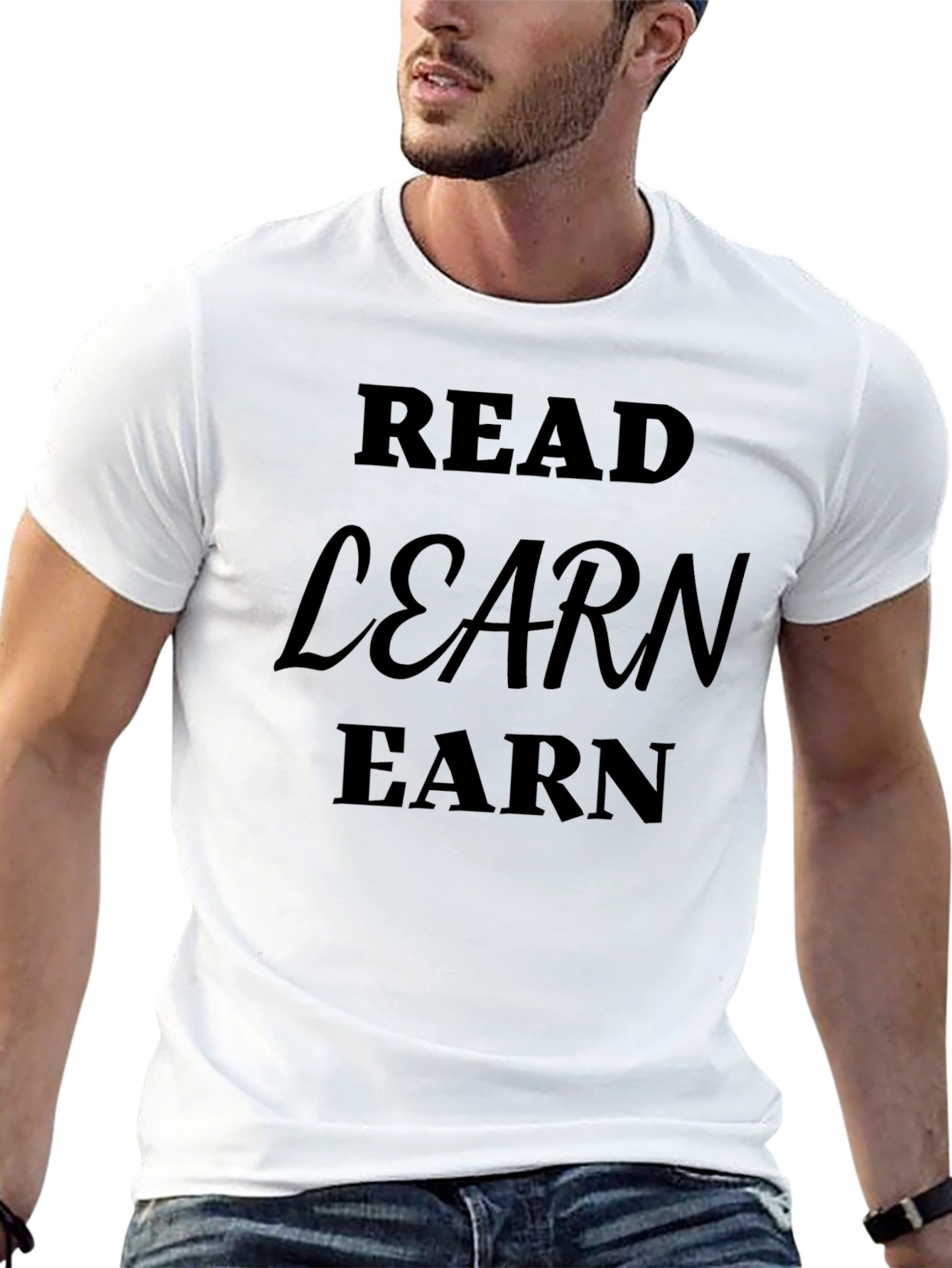 Black Read Learn Earn Black Graphic Tee view 13