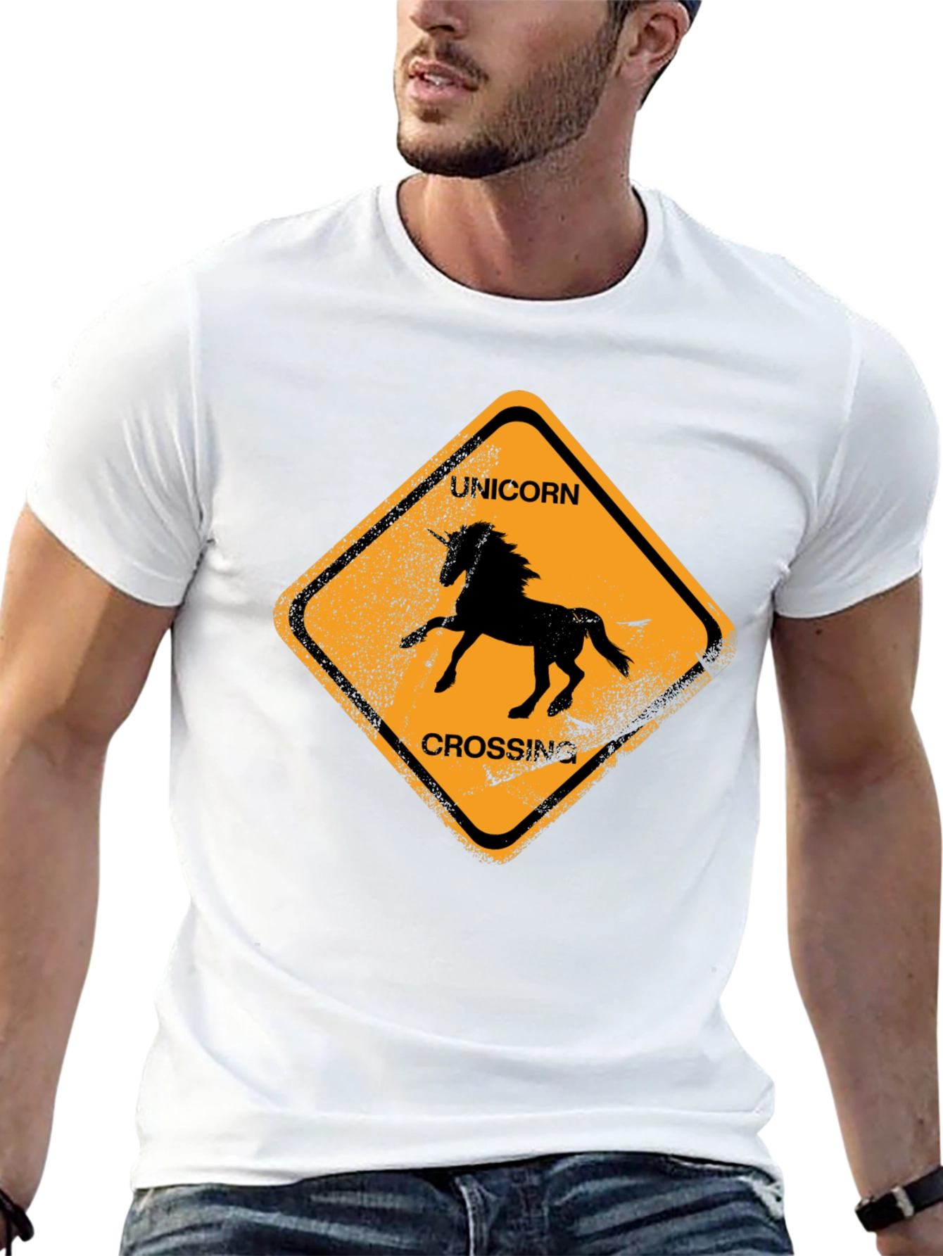 Black Unicorn Crossing Black Cotton T-Shirt view 13