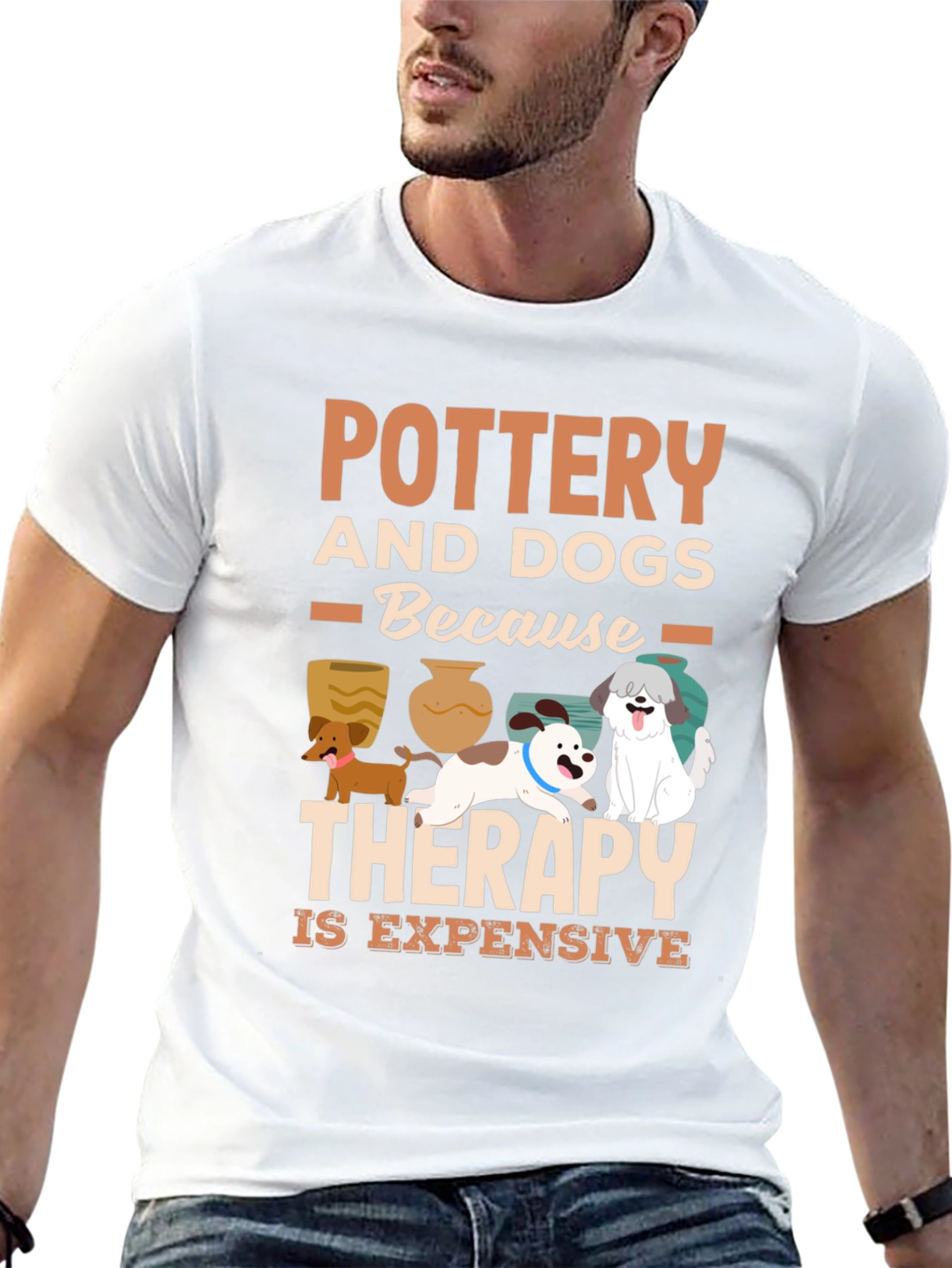 Black Pottery and Dogs Therapy T-Shirt view 13