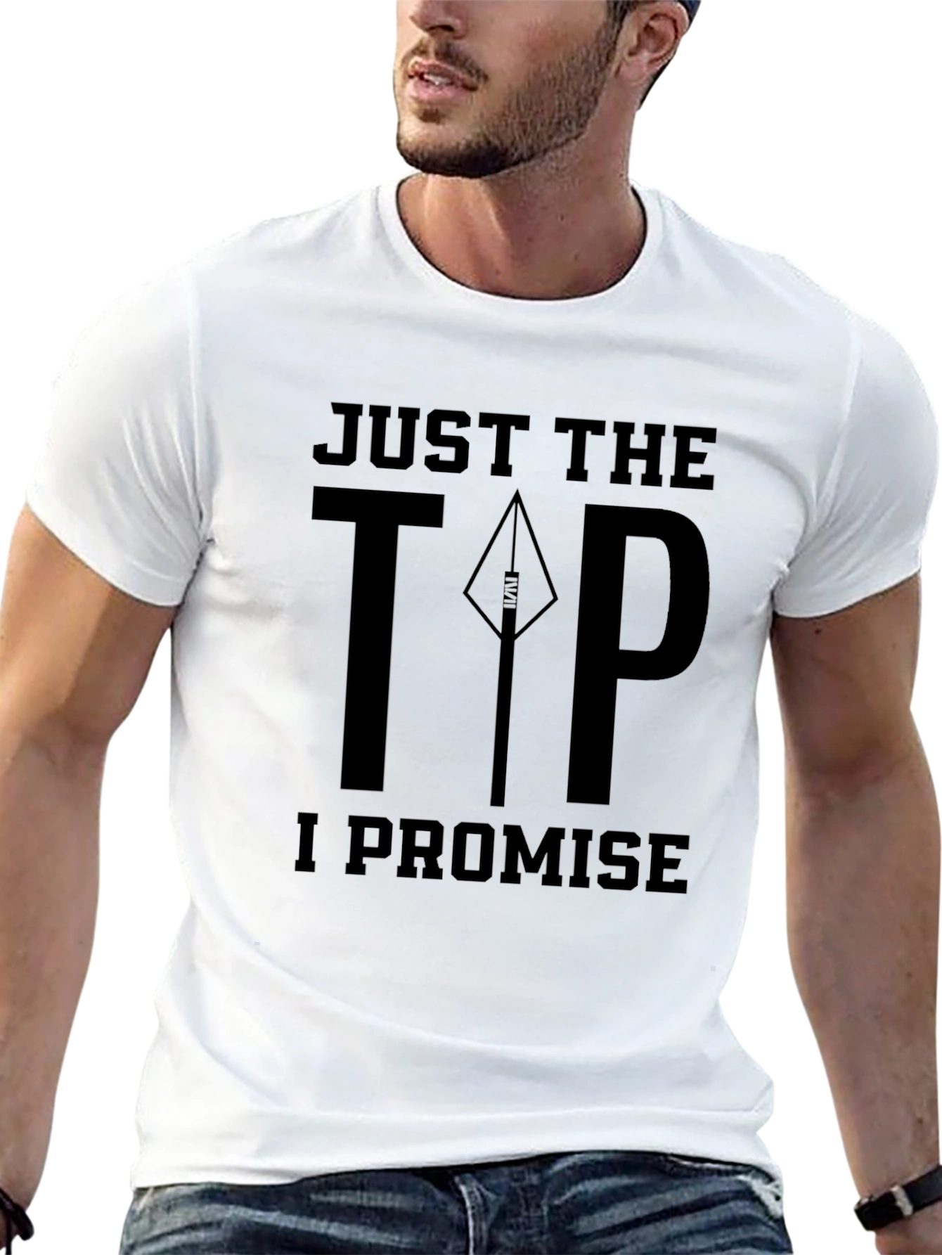 Black Just the Tip T-Shirt: Funny Novelty Graphic Tee for Adults view 13