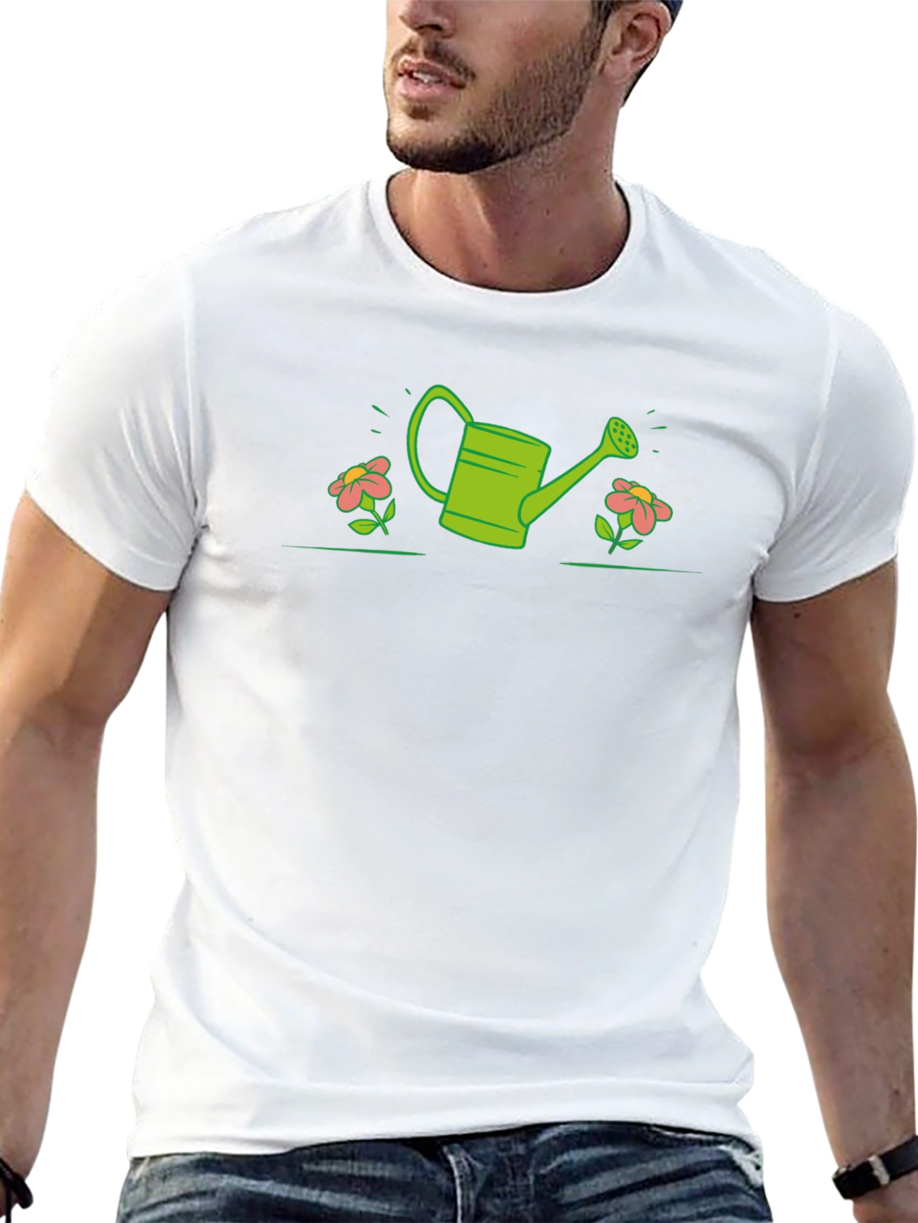 Green Watering Can Graphic T-Shirt - 13