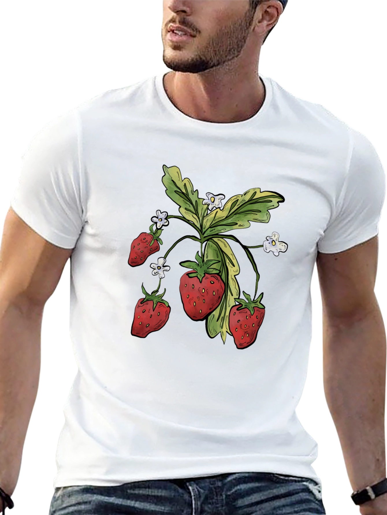 Black Strawberry Graphic Tee - Black Casual T-Shirt view 13