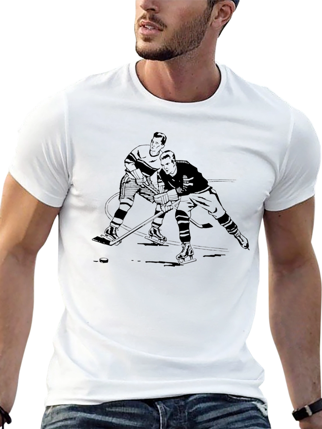 Black Vintage Hockey Graphic Tee - Black T-Shirt view 13
