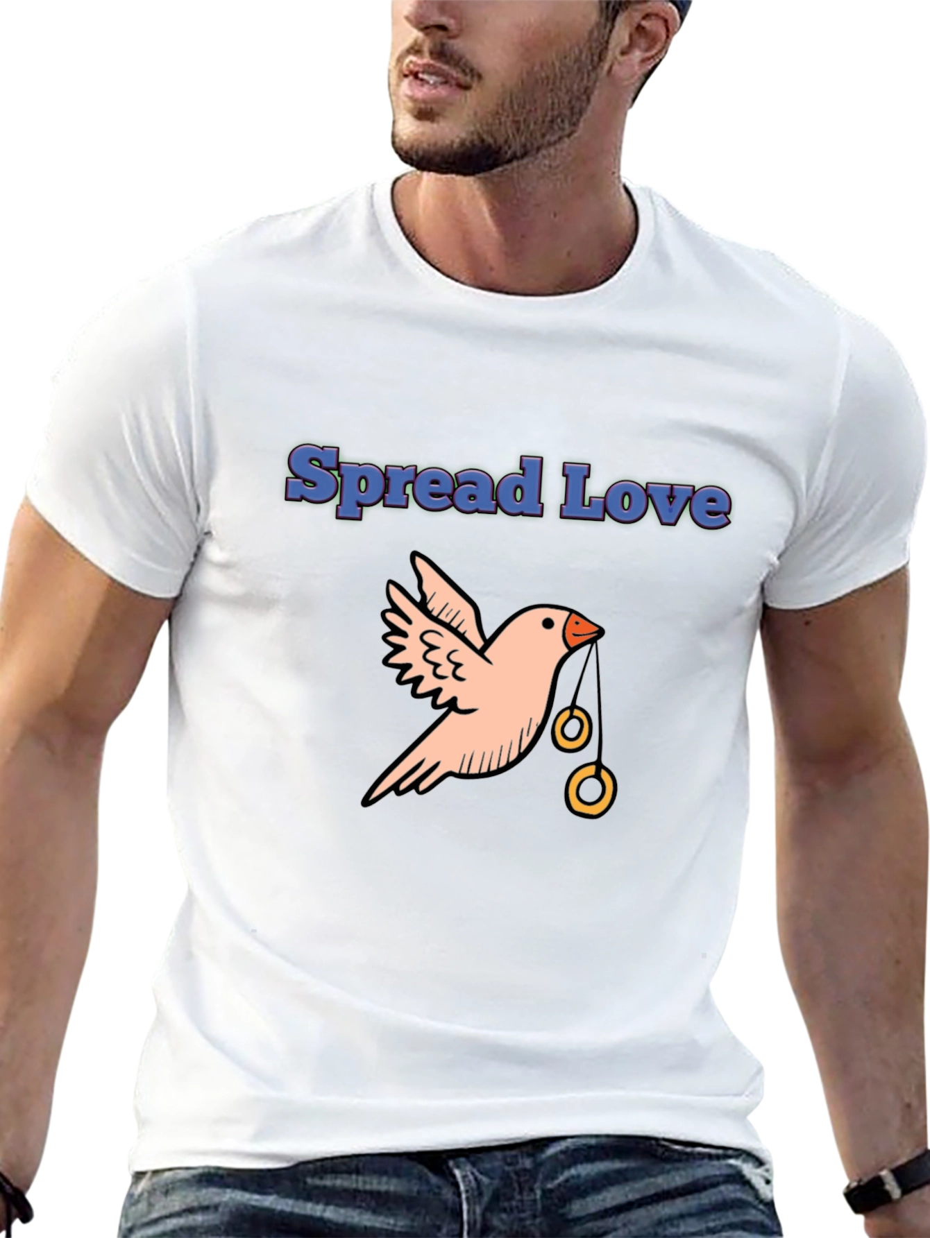 Black Spread Love Bird Graphic Tee - Black Cotton Casual view 13