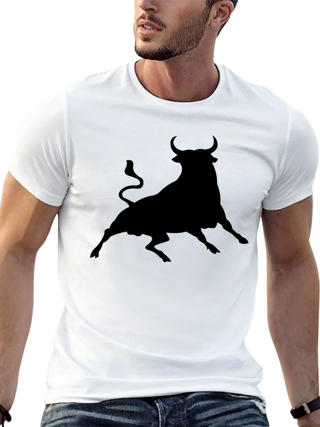 Black Bull Silhouette Black Graphic Tee - Stylish Men's T-Shirt view 13