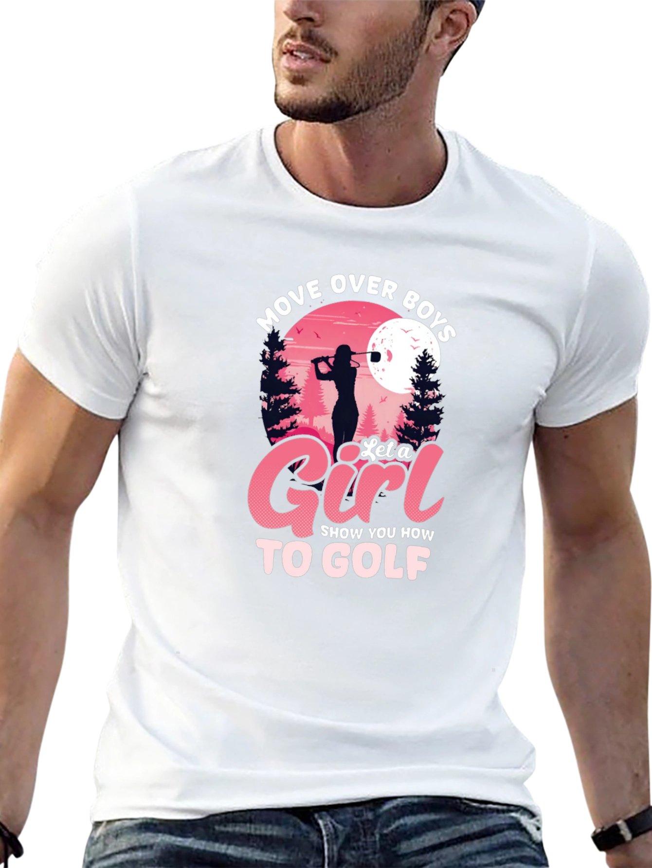 Black Move Over Boys, Let a Girl Golf Black T-Shirt view 13