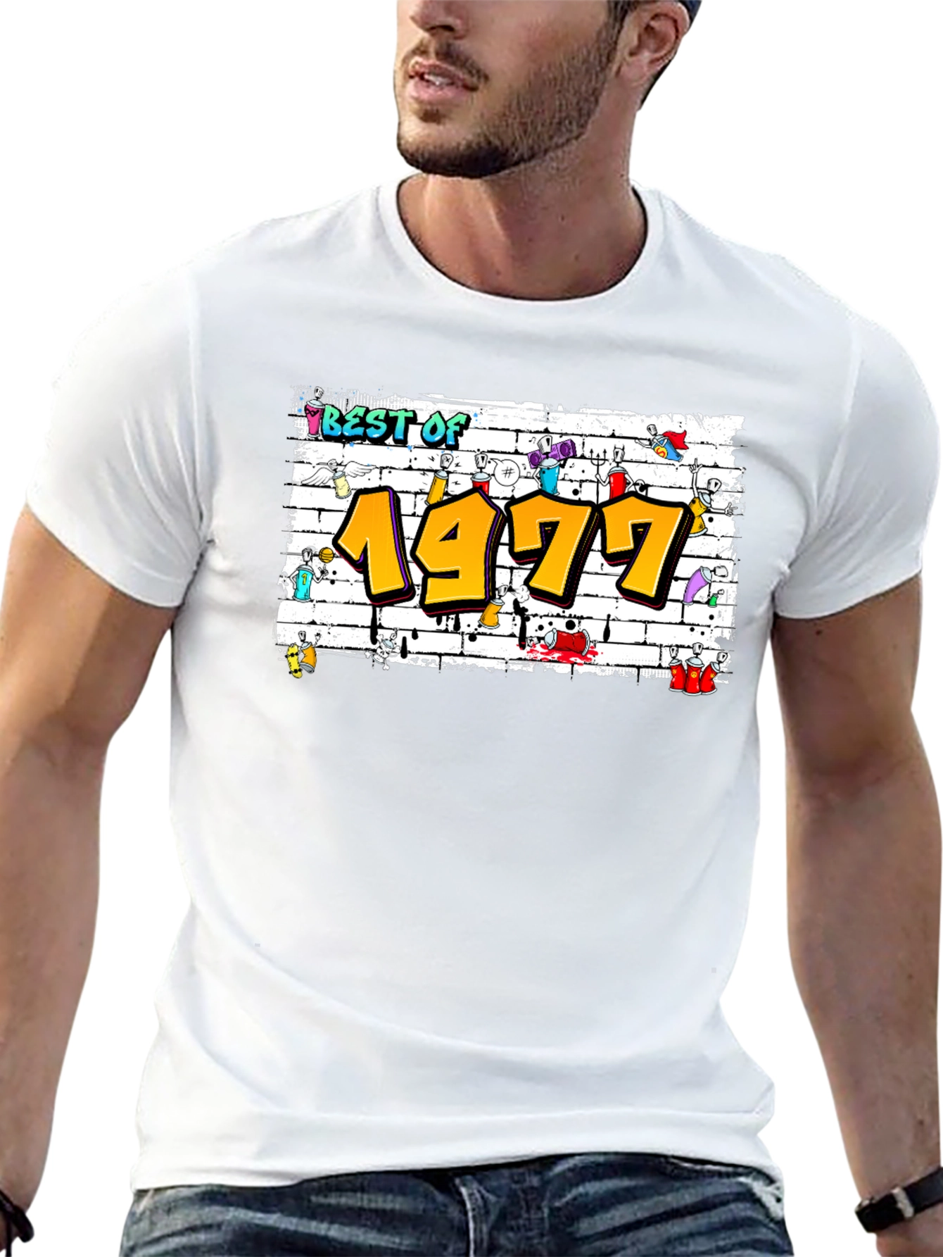 Black Best of 1977 Graffiti T-Shirt view 13