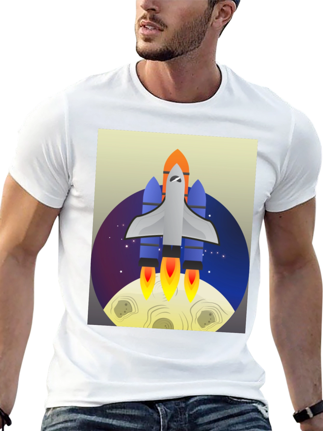 Black Rocket Launch Graphic Tee - Space Adventure Shirt view 13