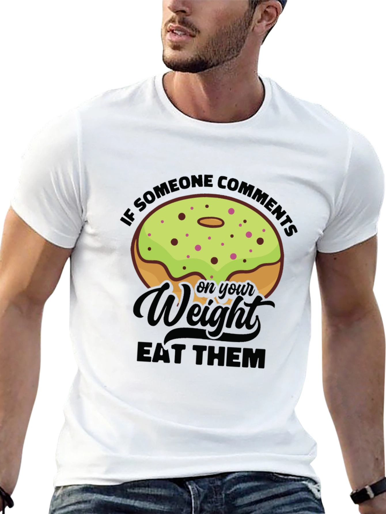 Black Donut Weight Pun Graphic Tee view 13