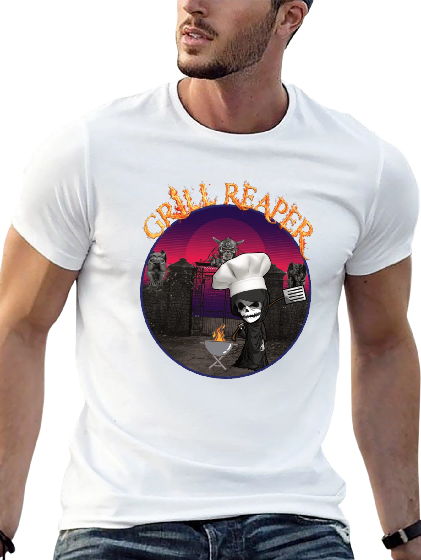 Black Grill Reaper T-Shirt - BBQ Death Funny Tee view 13