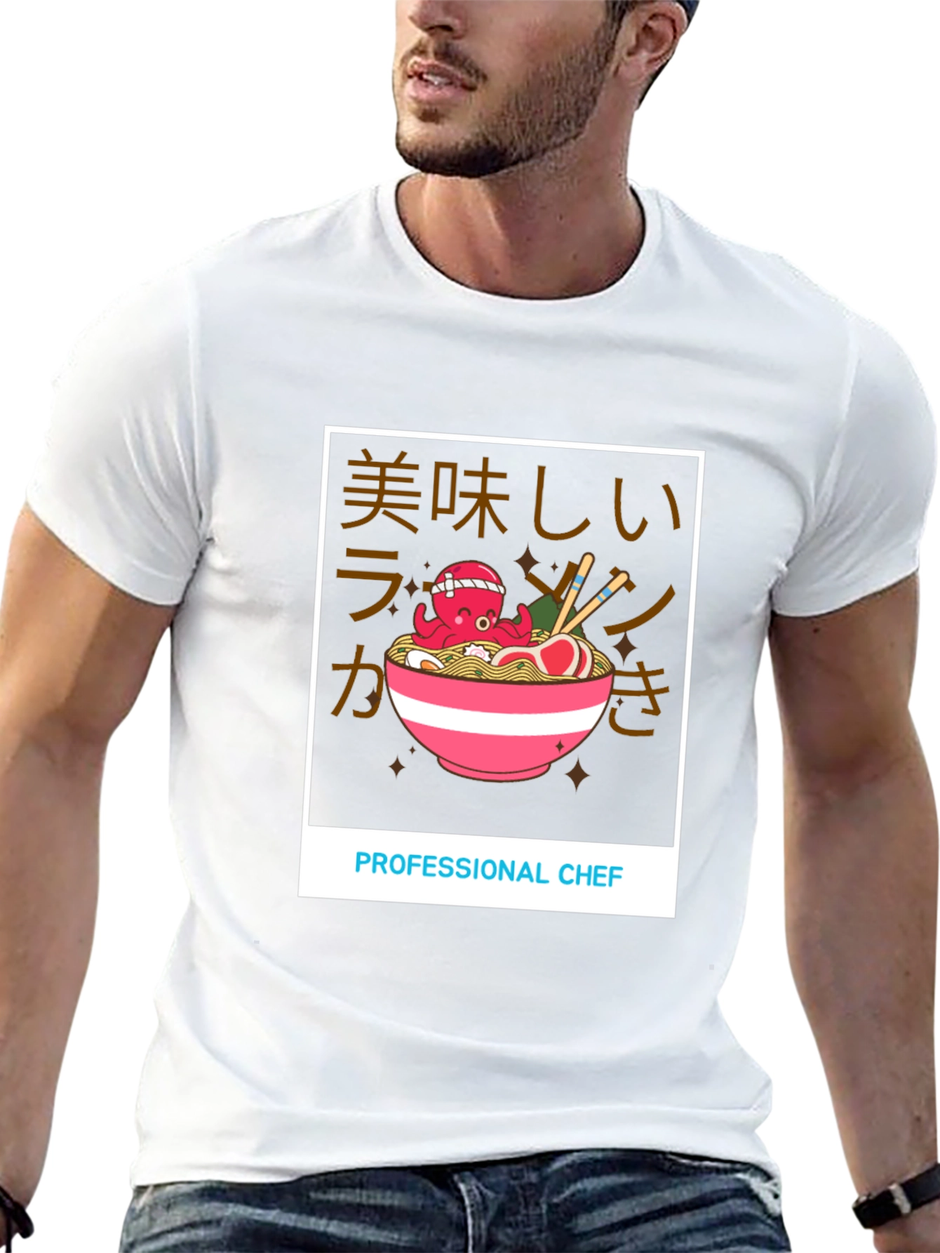 Black Octopus Chef Ramen T-Shirt - Unique Graphic Tee view 13