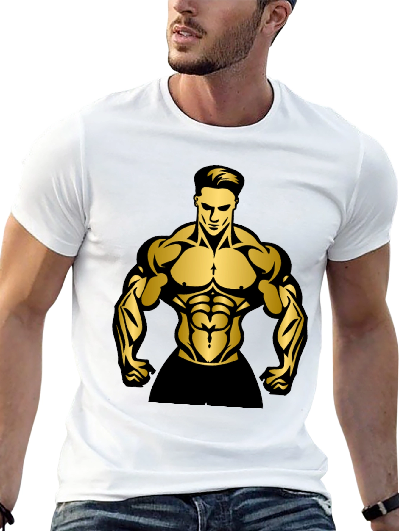 Black Muscle Man Graphic T-Shirt | Gym Wear view 13