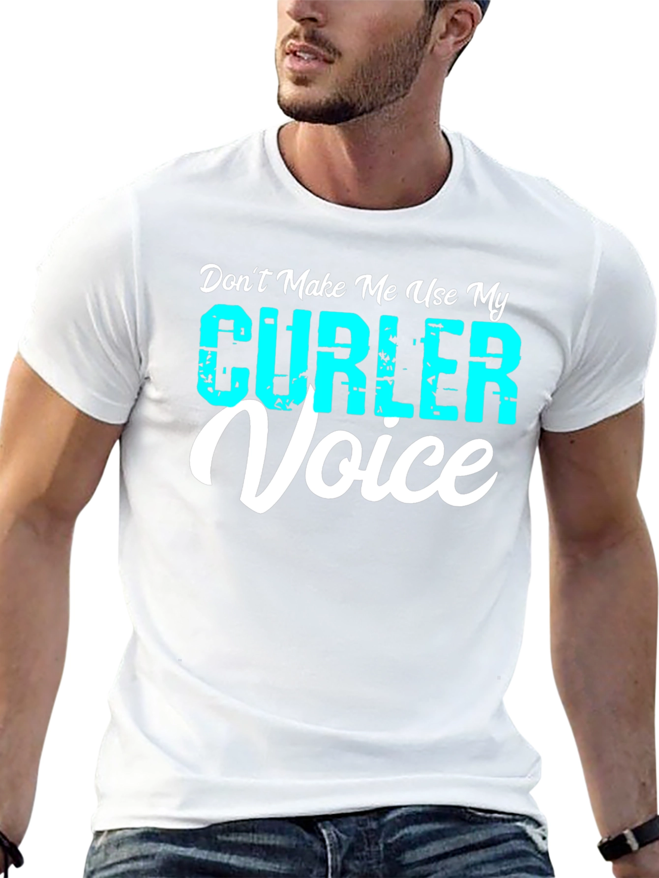 Black Curler Voice T-Shirt - Funny Curling Tee view 13