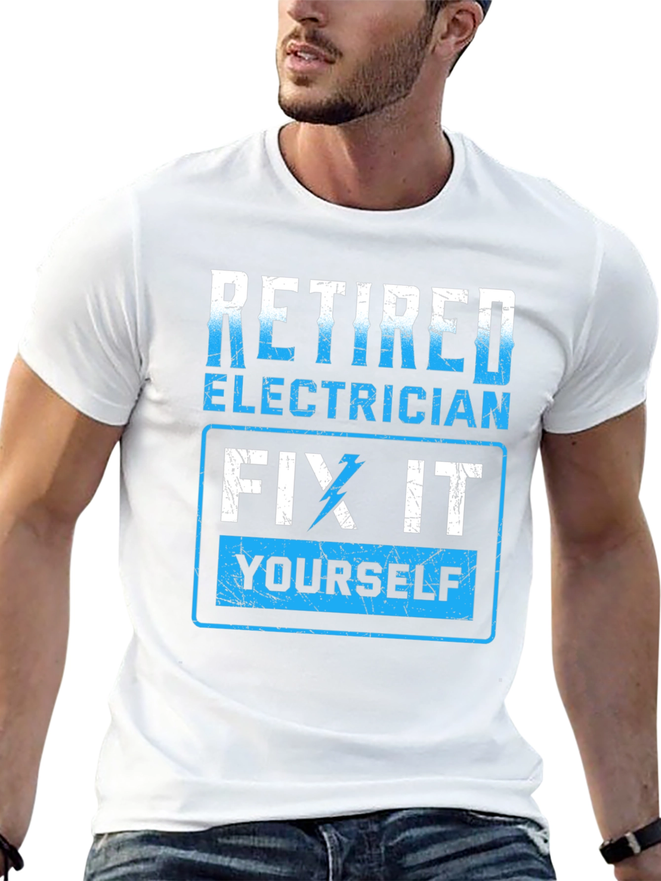 Black Retired Electrician Fix It Yourself T-Shirt view 13