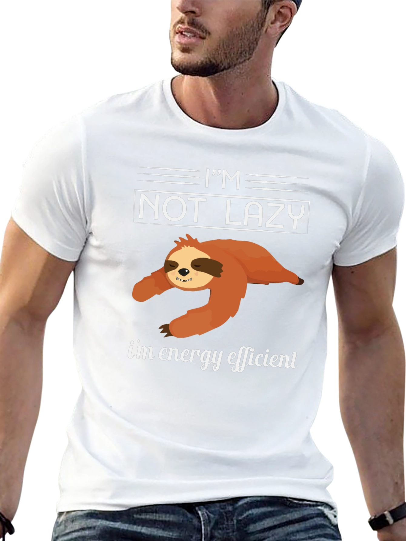 Black Funny Sloth Energy Efficient Graphic Tee view 13