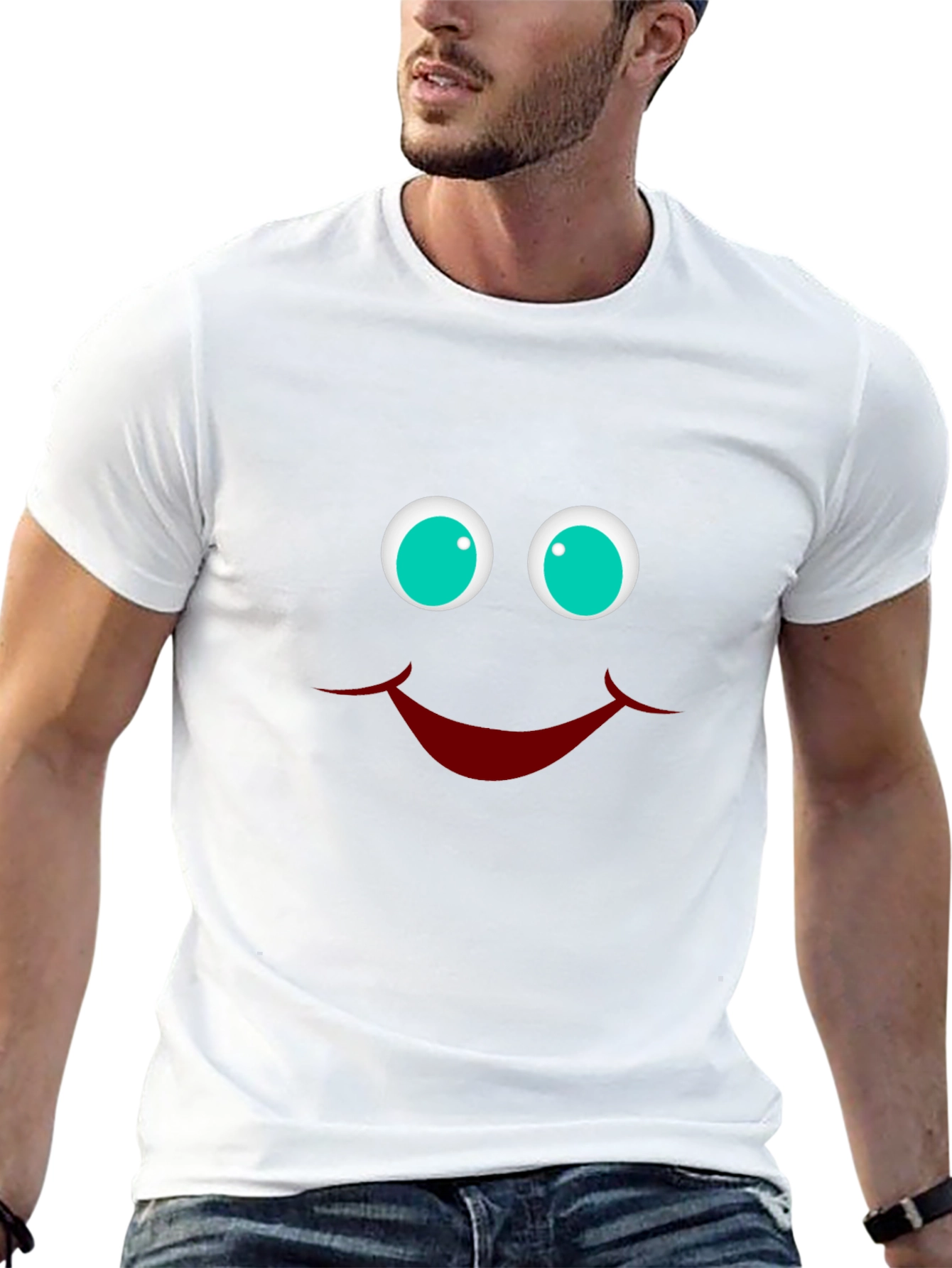 Black Smiley Face Graphic T-Shirt - Funny Casual Tee view 13