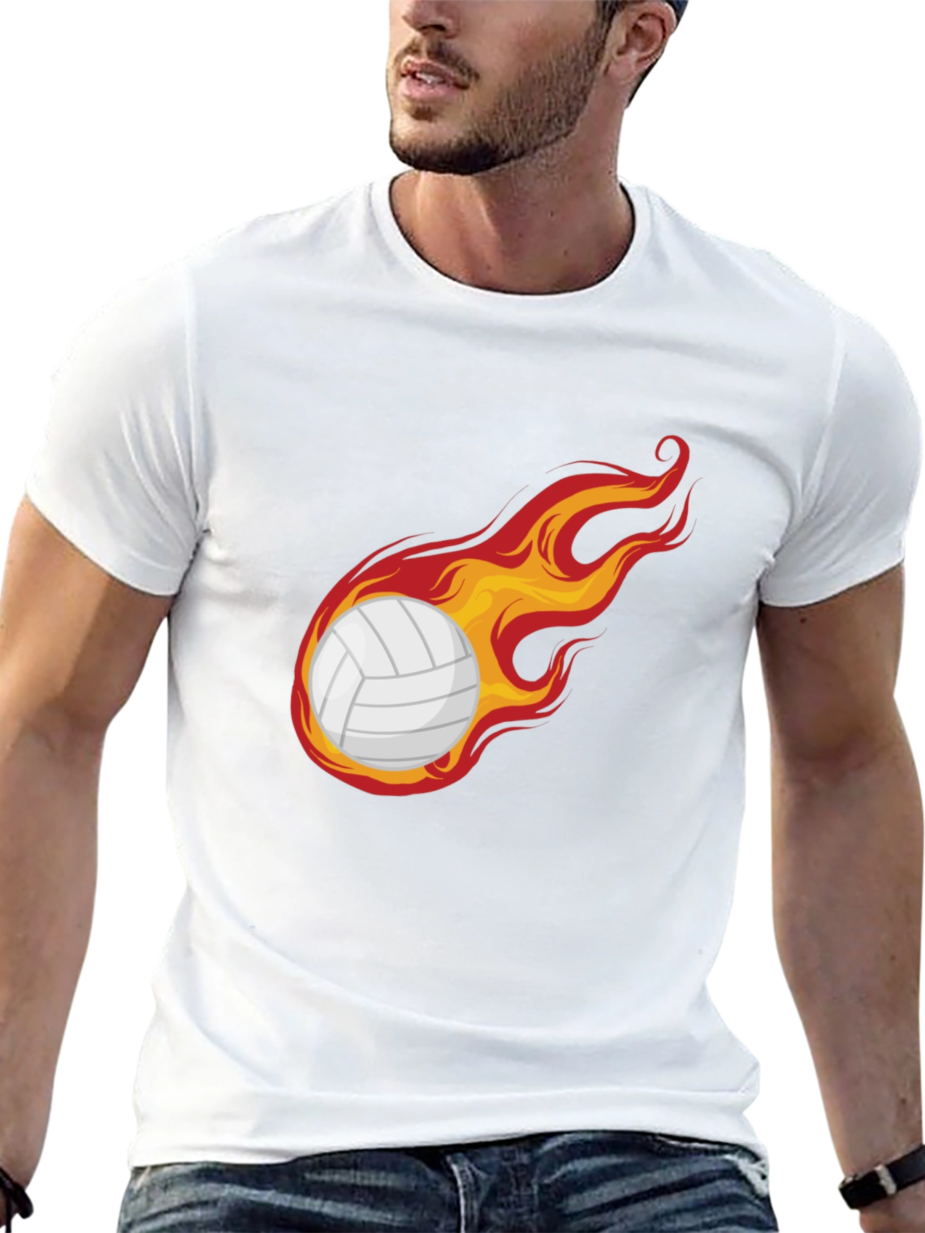Black Flaming Volleyball Graphic Tee - Unique Design view 13