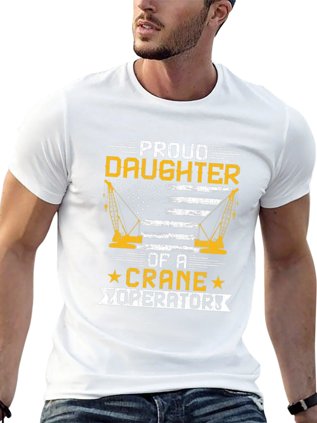 Black Proud Daughter Crane Operator T-Shirt view 13