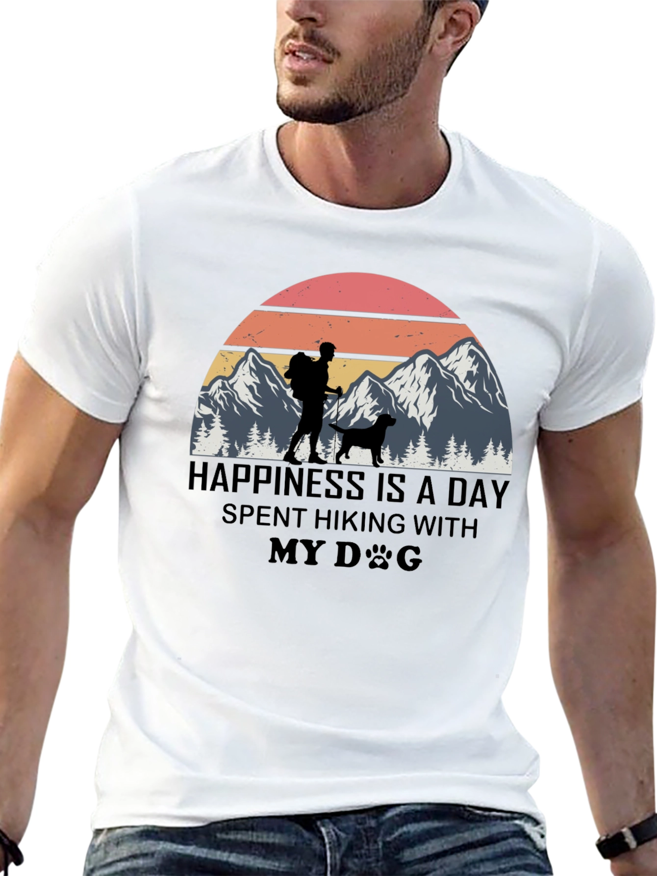 Black Happiness is Hiking with My Dog T-Shirt view 13