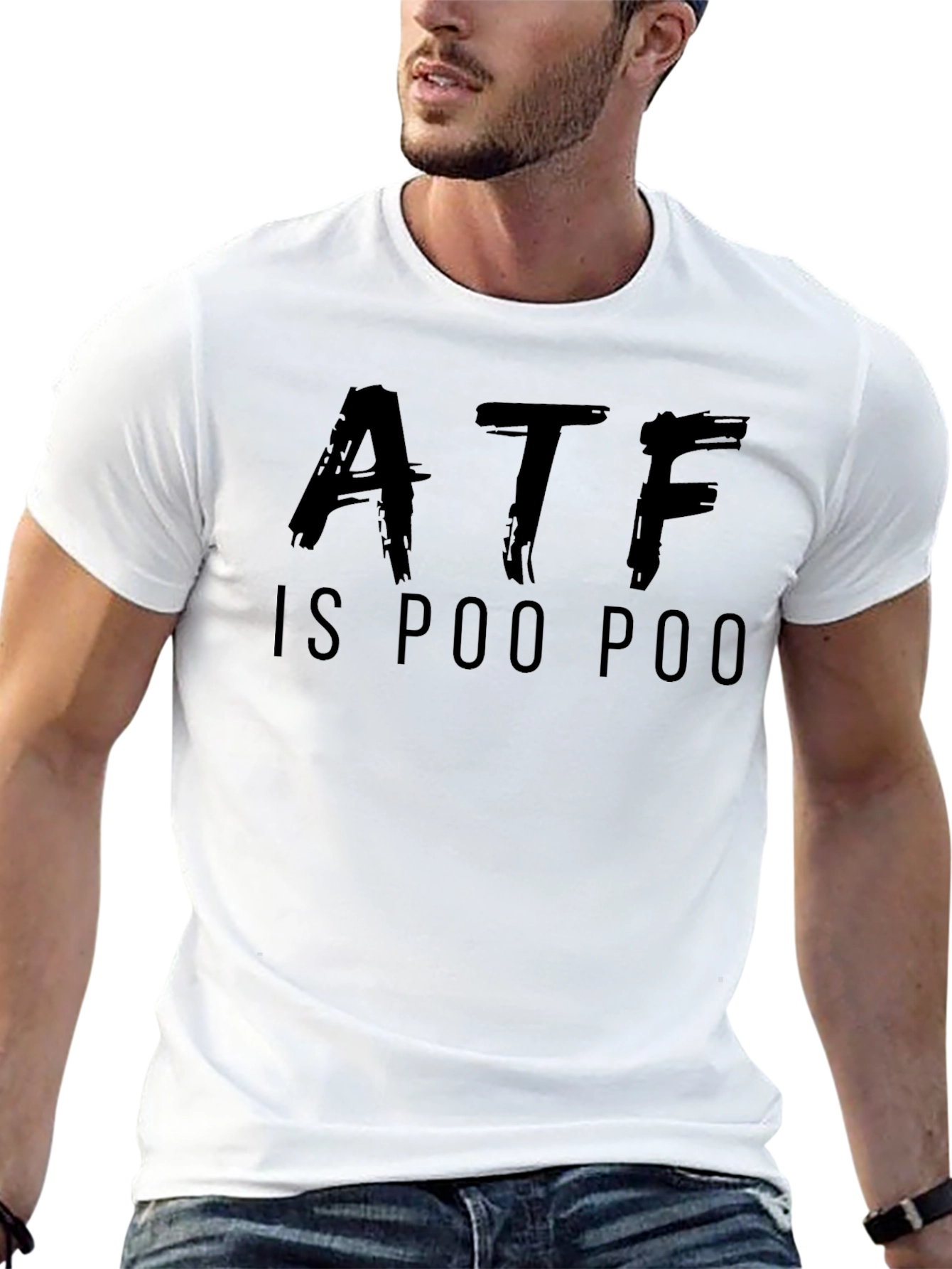 Black ATF is Poo Poo T-Shirt - Black Crew Neck view 13