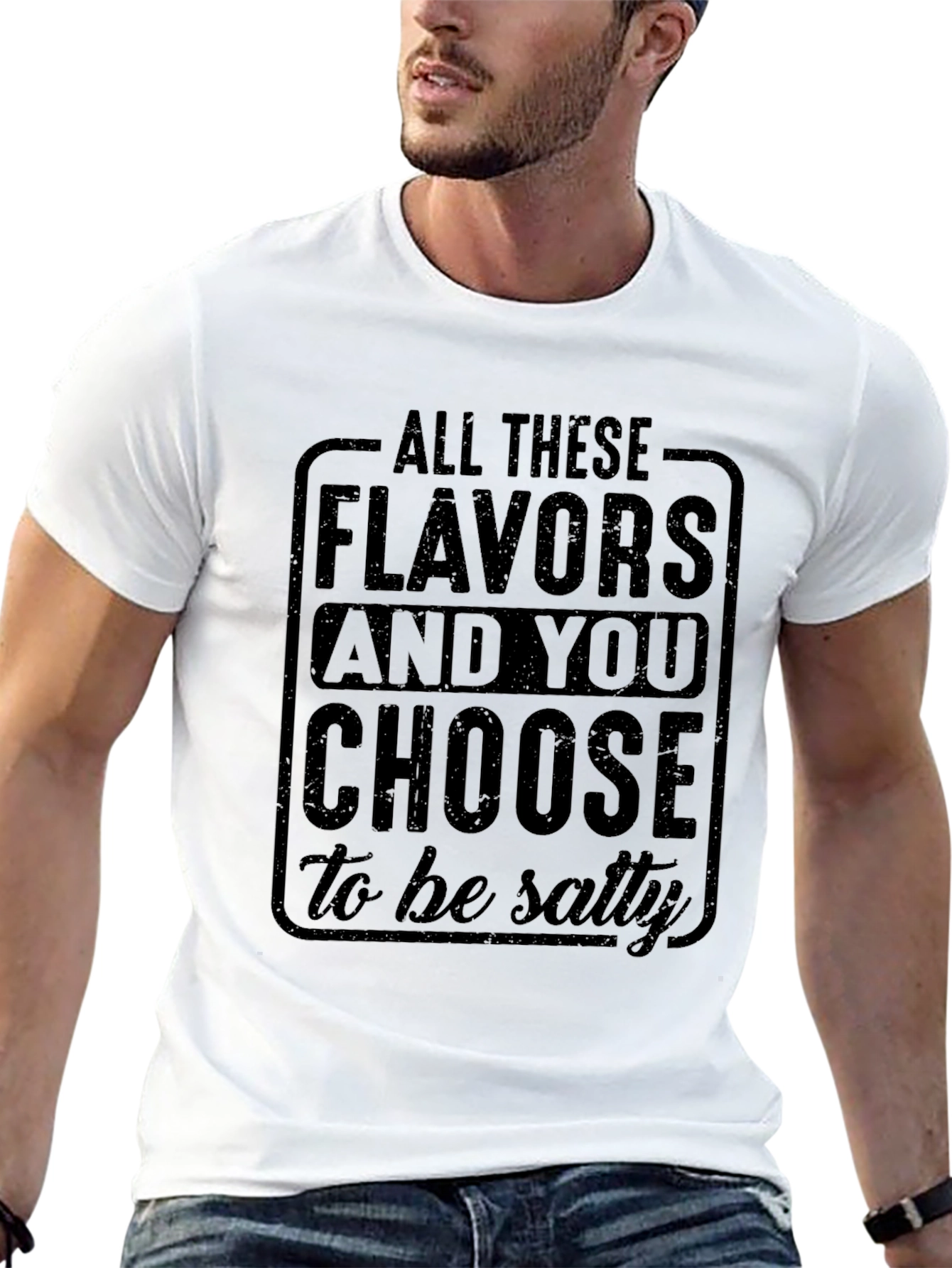 Black Salty Humor T-Shirt: Choose Flavors, Not Salt! view 13