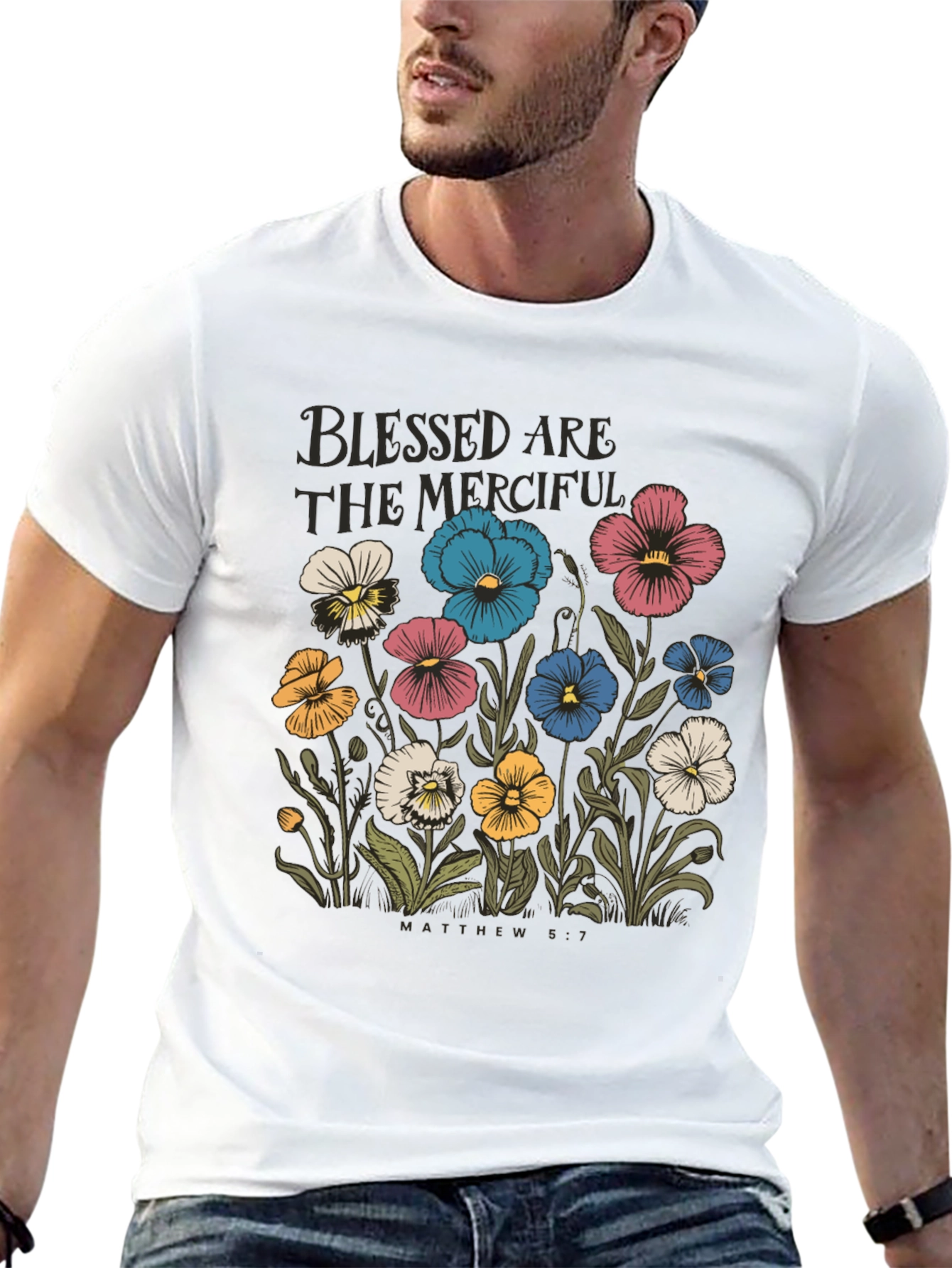 Black Blessed Are The Merciful Floral Tee view 13