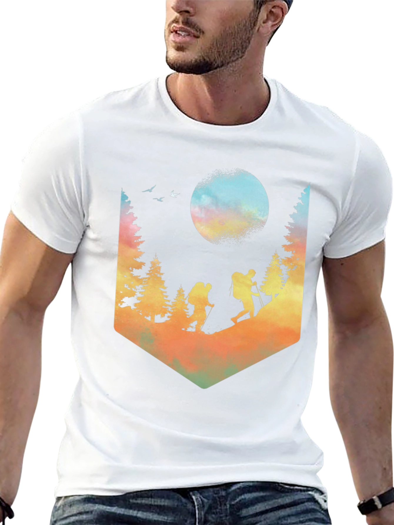 Black Hiking Adventure Graphic T-Shirt - Nature Design Tee view 13